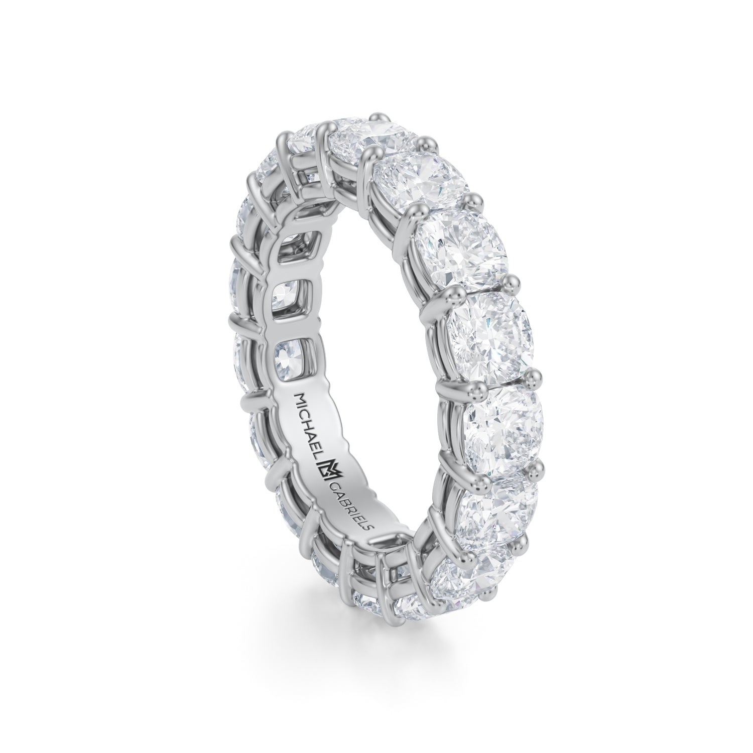 4 Carat Cushion Lab Grown Diamond Basket Eternity Band - Michael Gabriels