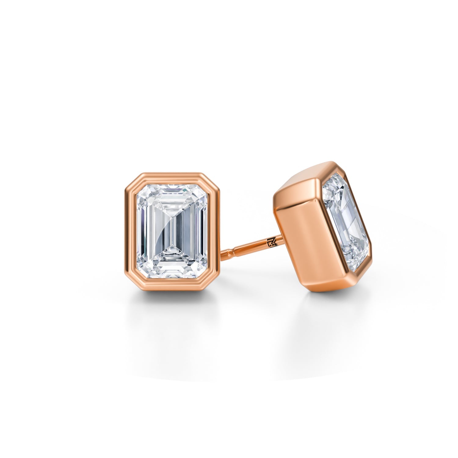 4 Carat Emerald Bezel Stud Lab Grown Diamond Earrings - Michael Gabriels