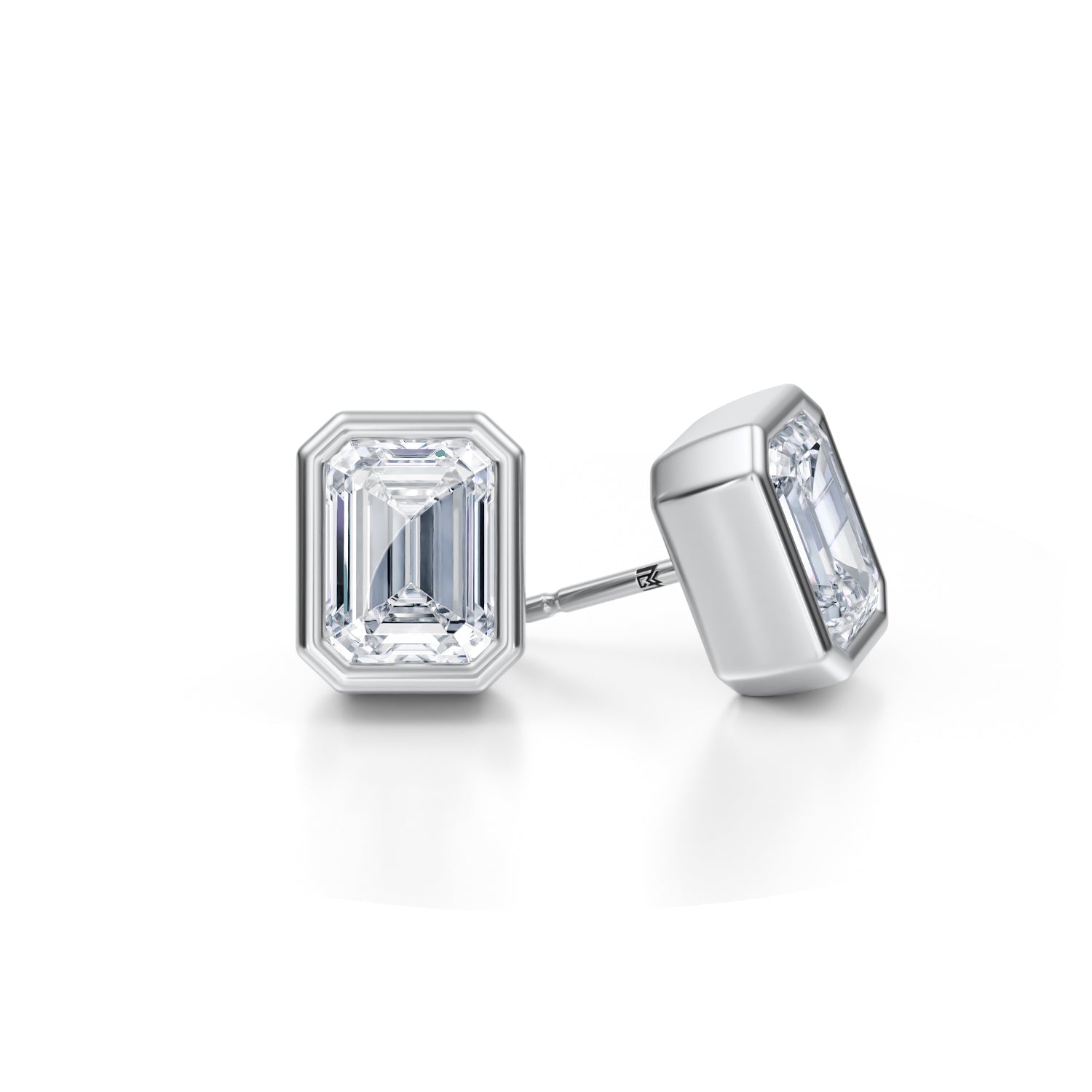 4 Carat Emerald Bezel Stud Lab Grown Diamond Earrings - Michael Gabriels