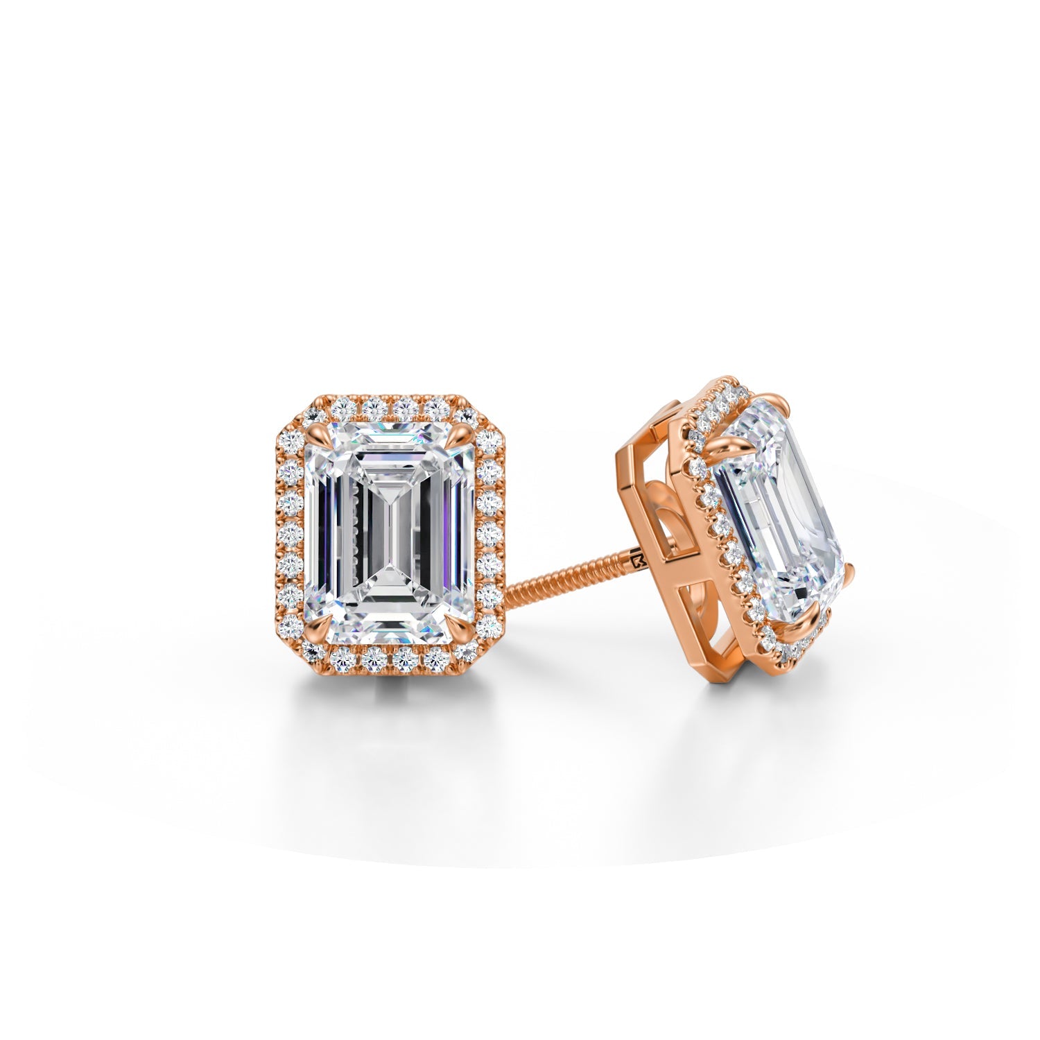 4 Carat Emerald Halo Stud Earrings - Michael Gabriels