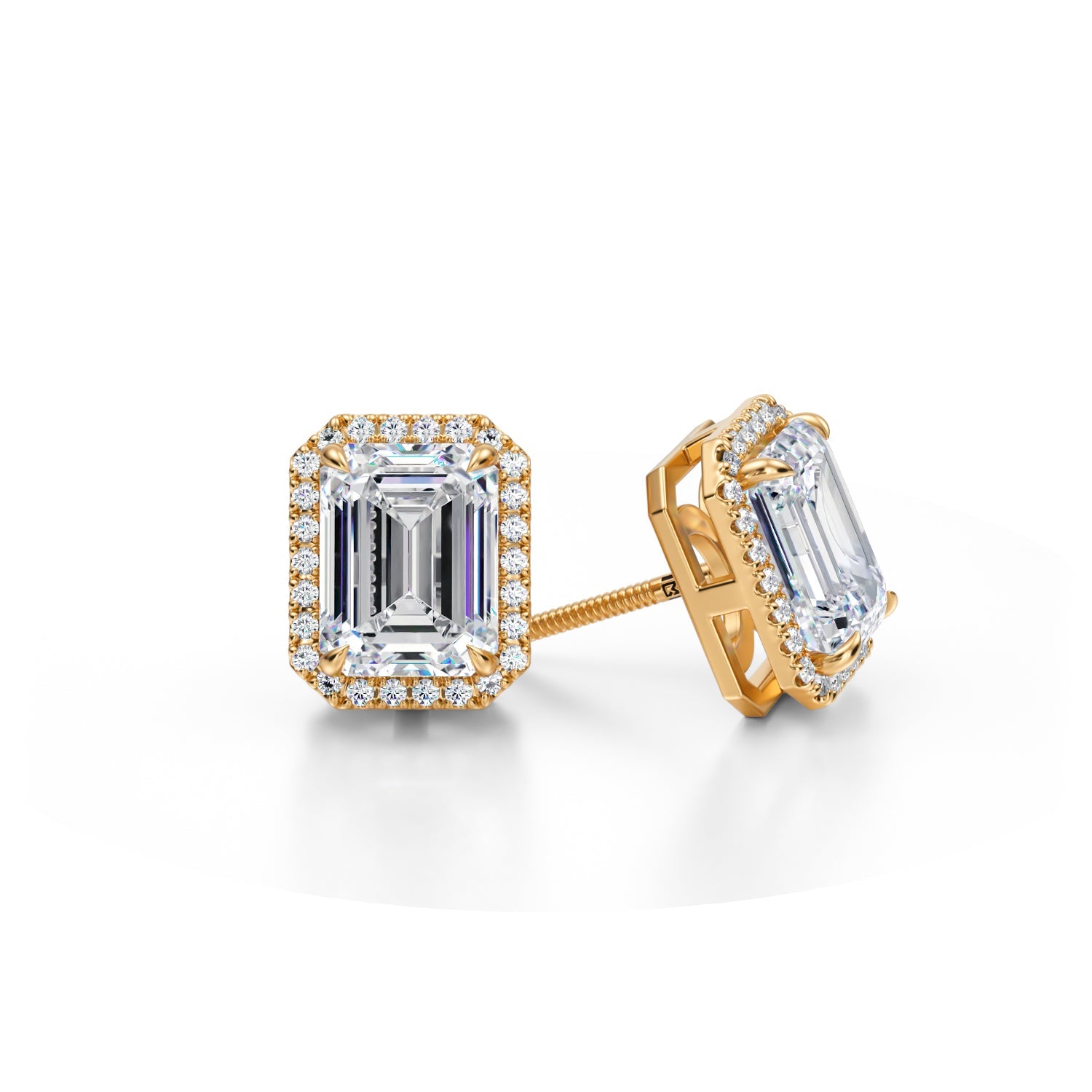 4 Carat Emerald Halo Stud Earrings - Michael Gabriels