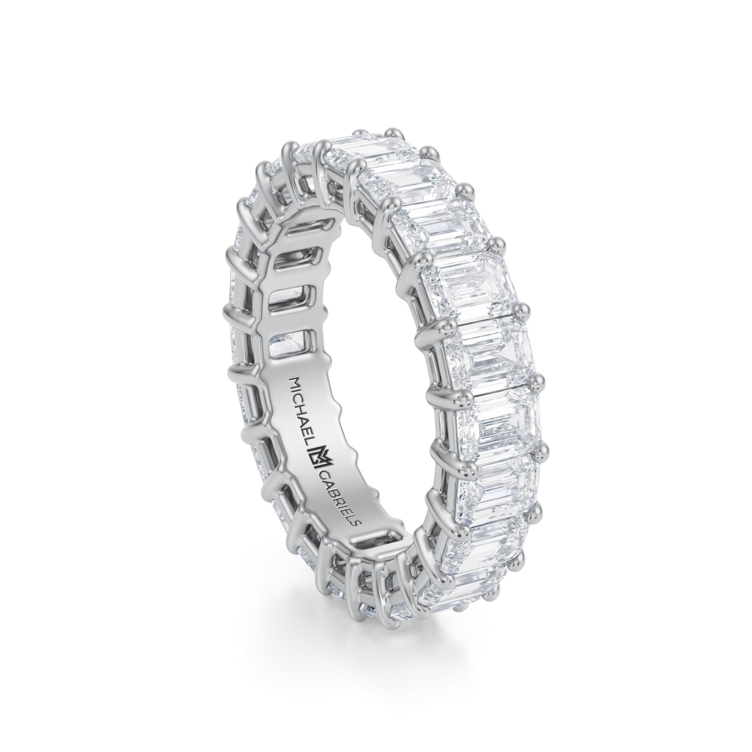 4 Carat Emerald Lab Grown Diamond Basket Eternity Band - Michael Gabriels
