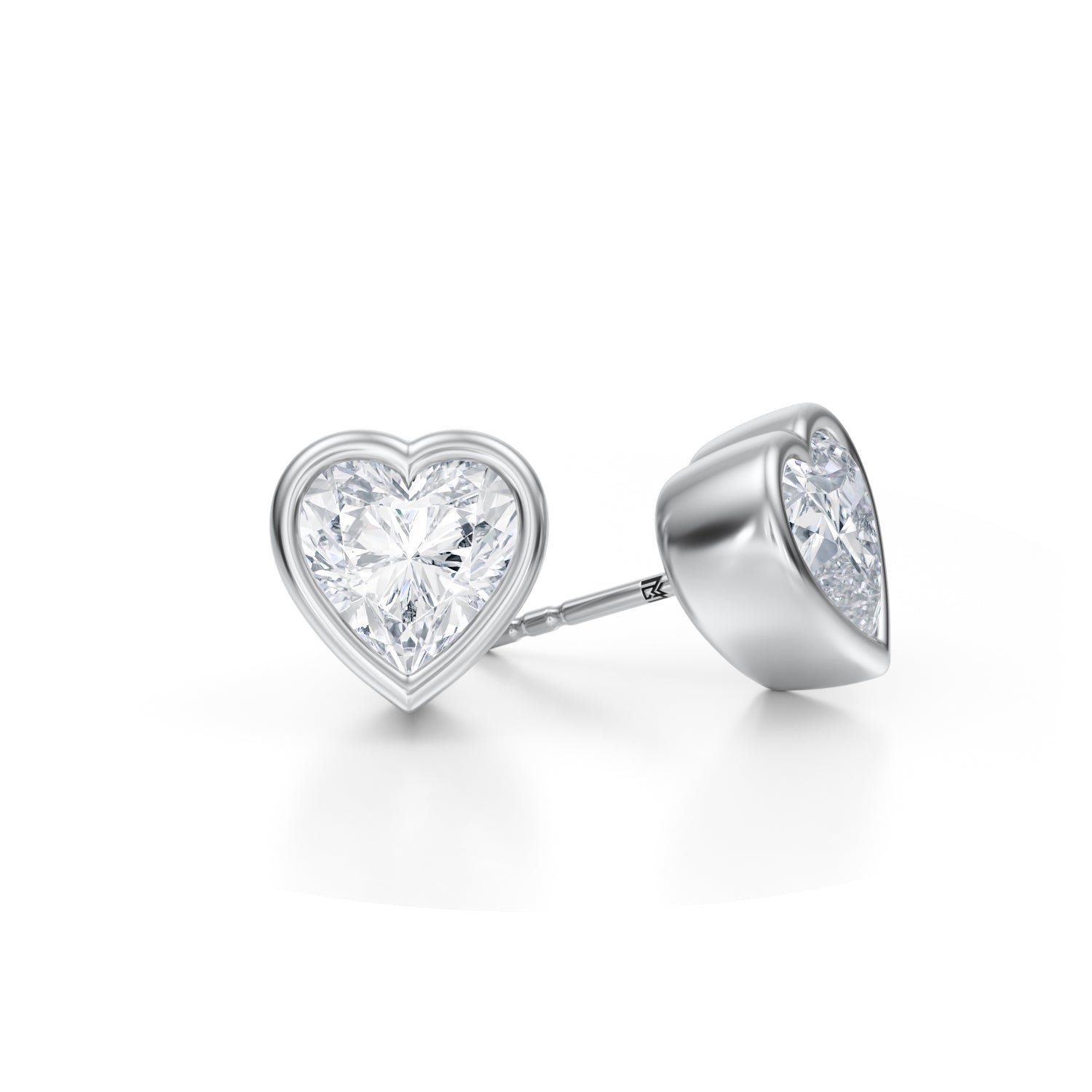 4 Carat Heart Shape Bezel Stud Lab Grown Diamond Earrings - Michael Gabriels