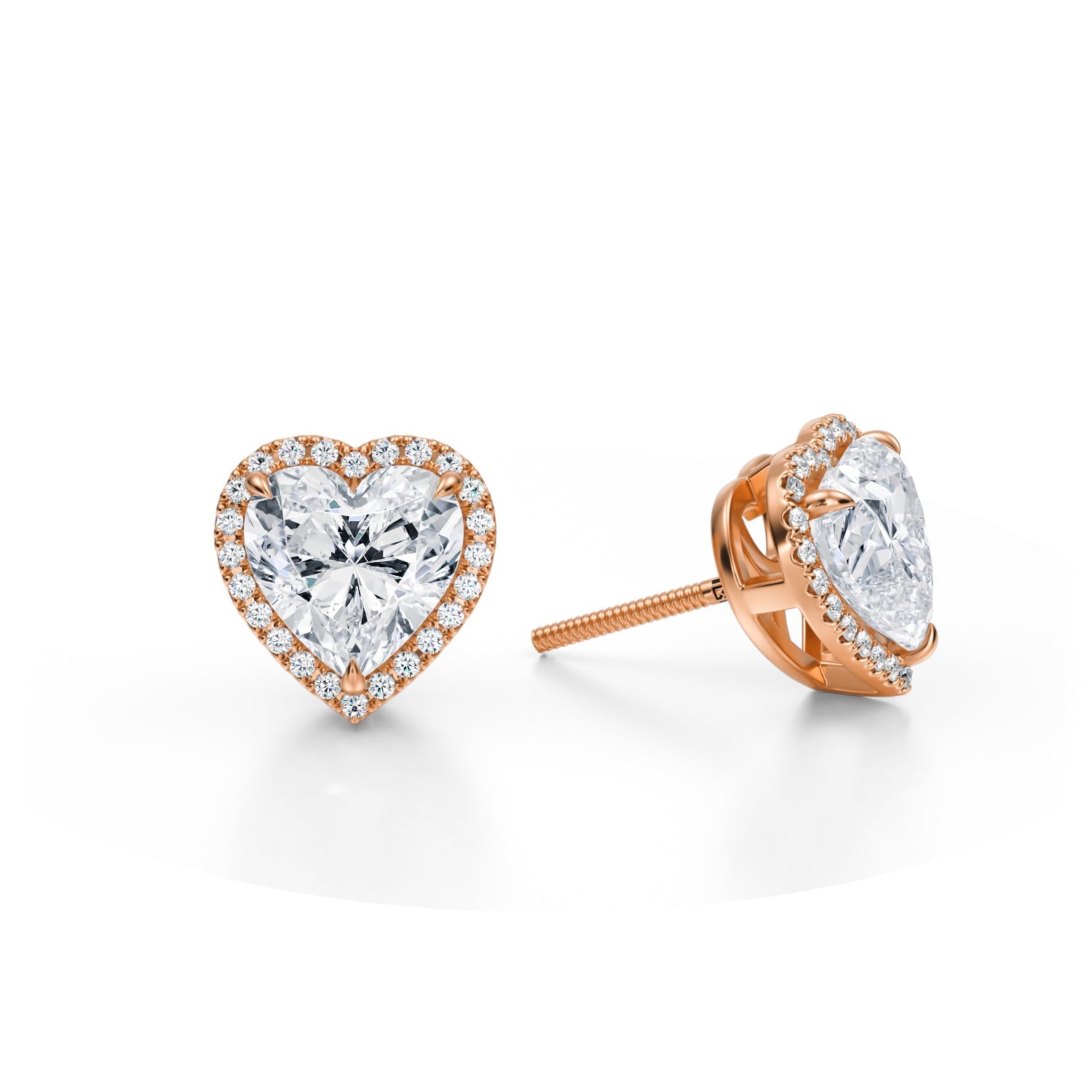 4 Carat Heart Shape Halo Stud Earrings - Michael Gabriels