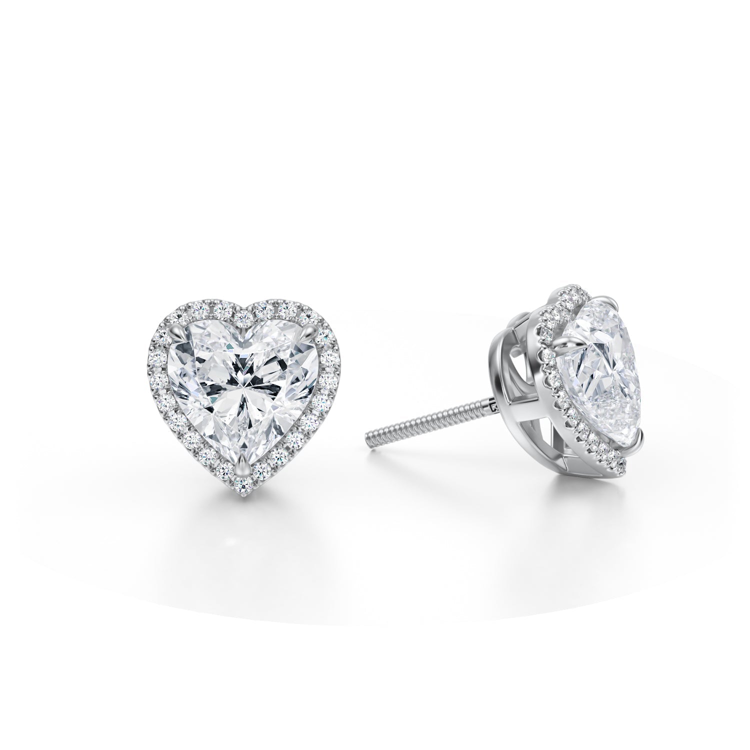 4 Carat Heart Shape Halo Stud Earrings - Michael Gabriels