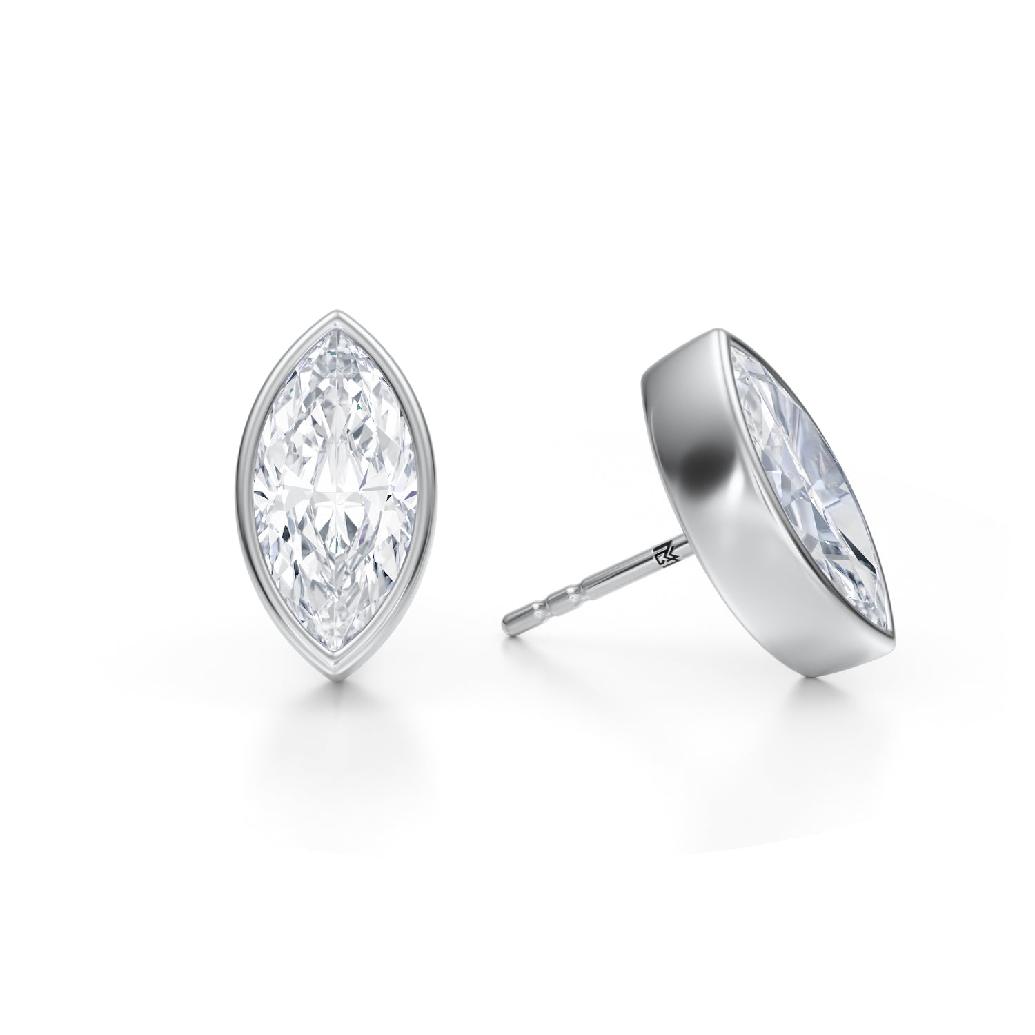 4 Carat Marquise Bezel Stud Lab Grown Diamond Earrings - Michael Gabriels