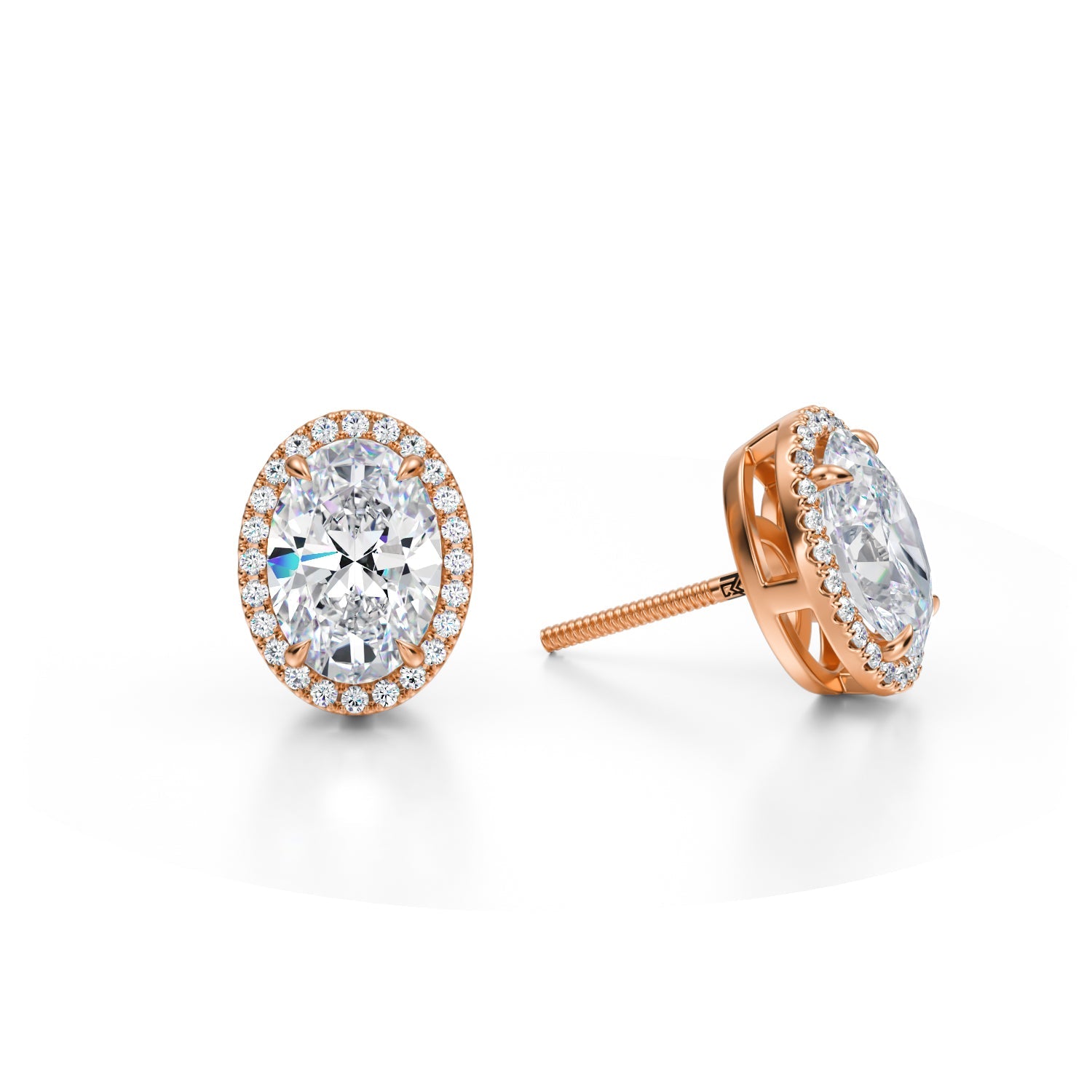 4 Carat Oval Halo Stud Earrings - Michael Gabriels