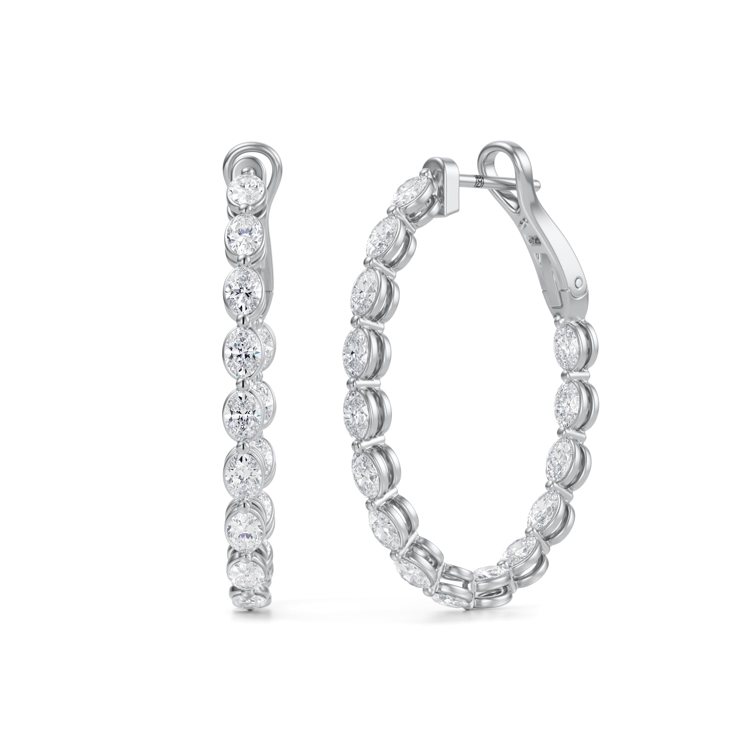 4 Carat Oval Inside Out Lab Grown Diamond Hoop Earrings - Michael Gabriels