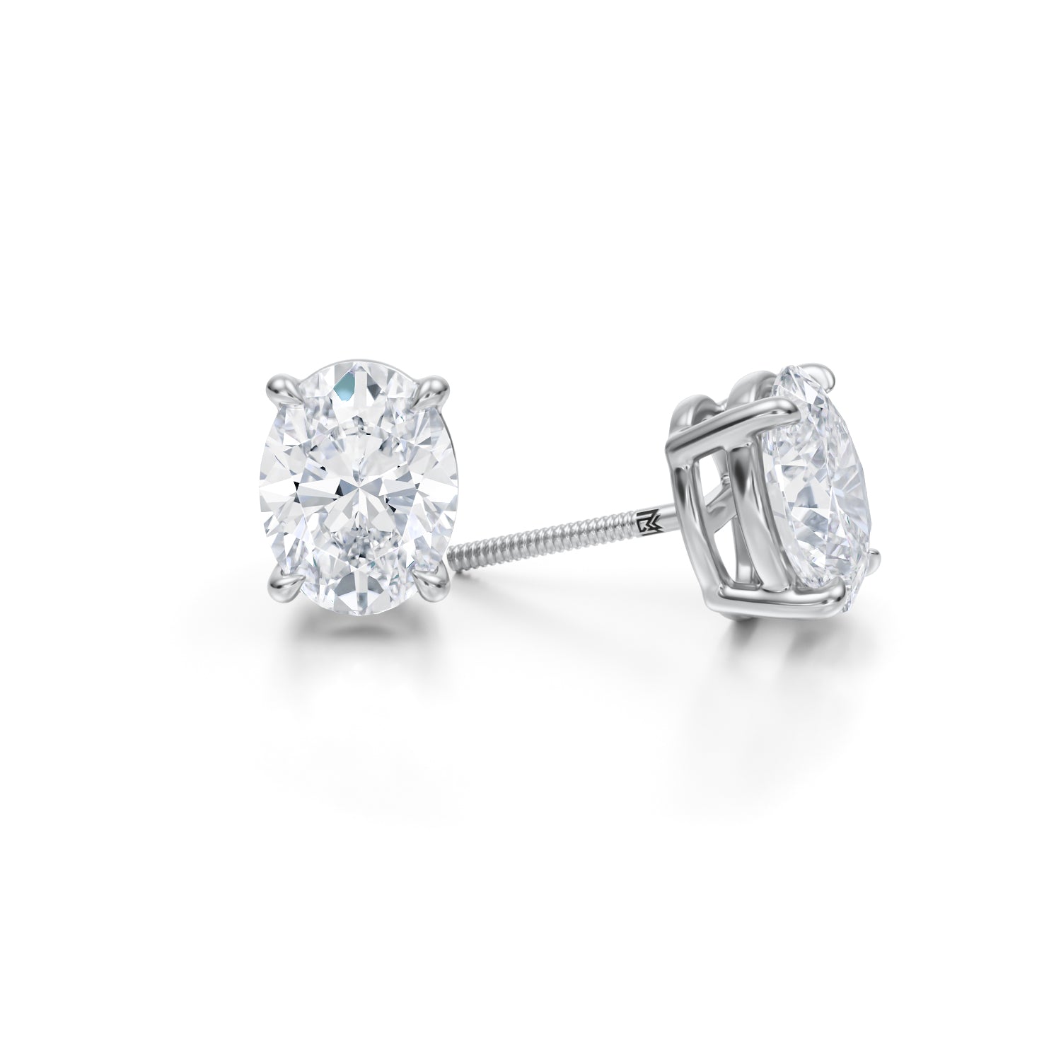 4 Carat Oval Lab Grown Diamond Stud Earrings - Michael Gabriels