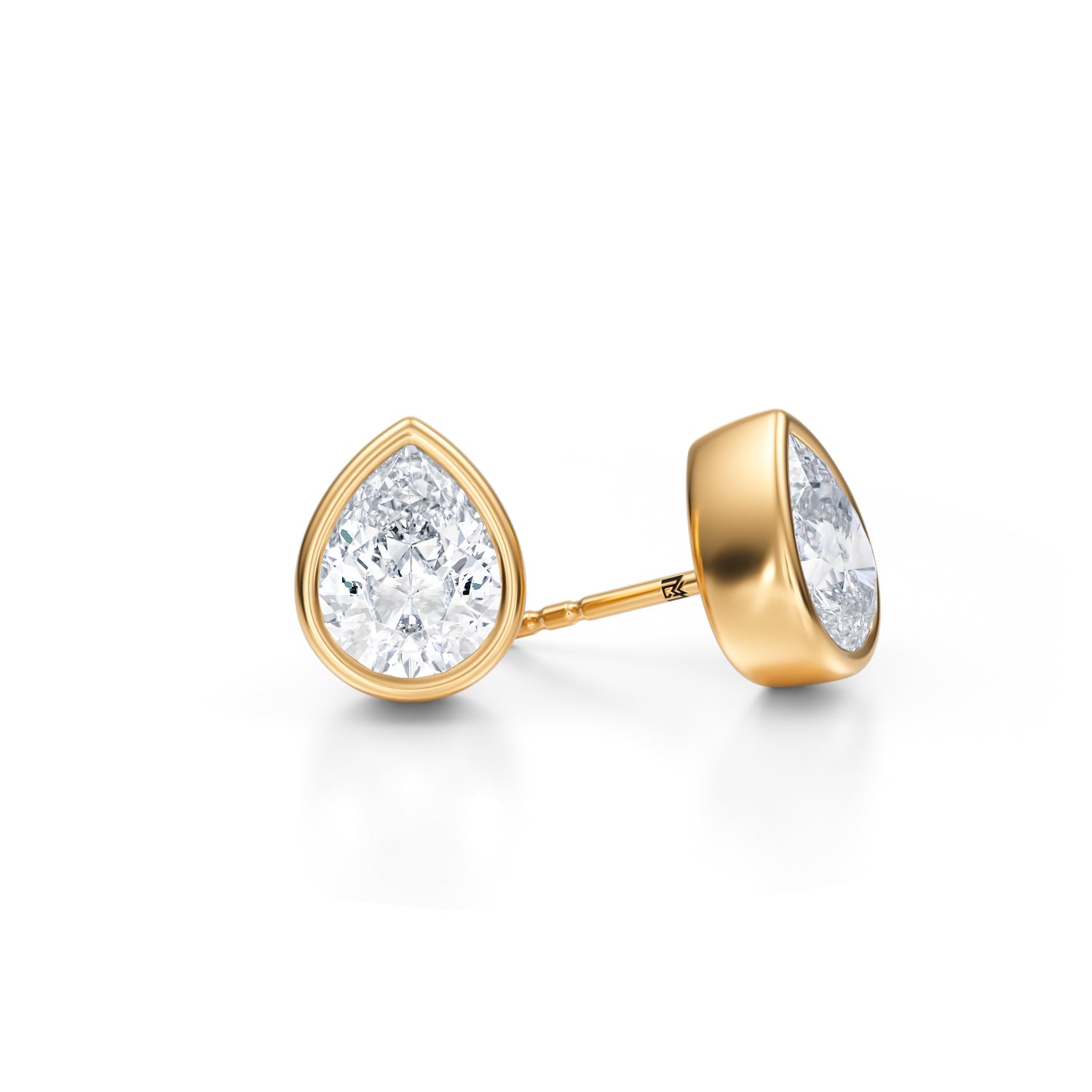 4 Carat Pear Bezel Stud Lab Grown Diamond Earrings - Michael Gabriels
