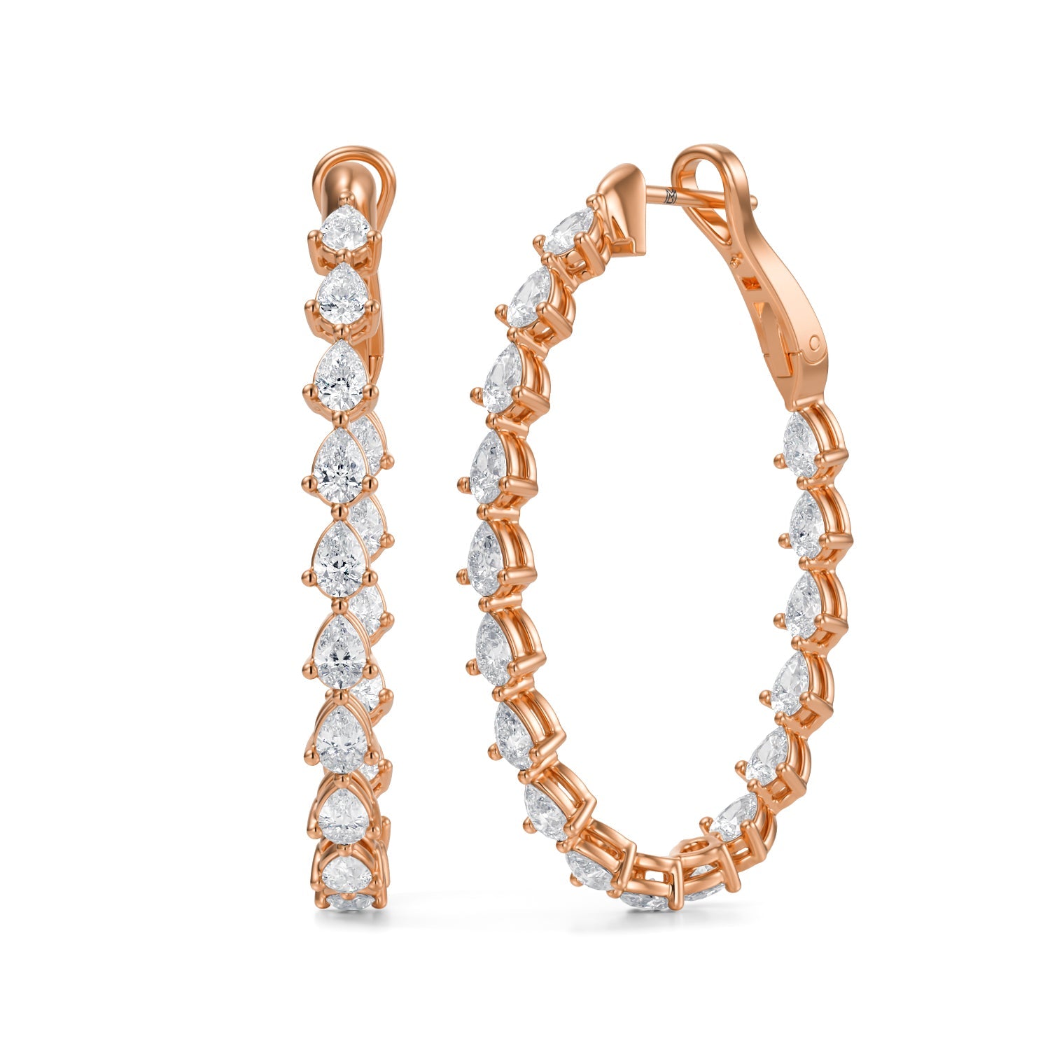 4 Carat Pear Inside Out Lab Grown Diamond Hoop Earrings - Michael Gabriels