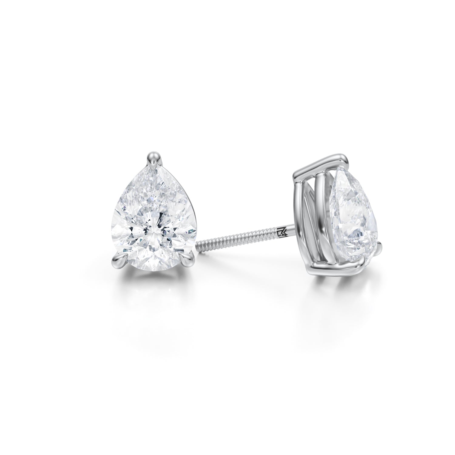 4 Carat Pear Lab Grown Diamond Stud Earrings - Michael Gabriels