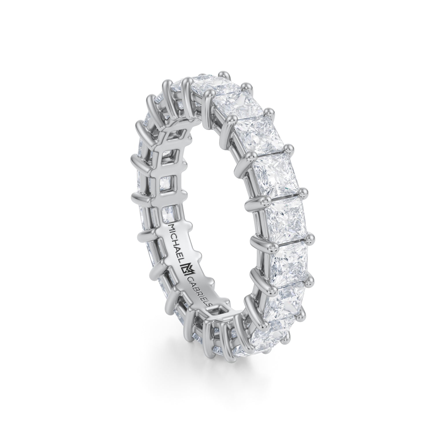 4 Carat Princess Cut Lab Grown Diamond Basket Eternity Band - Michael Gabriels