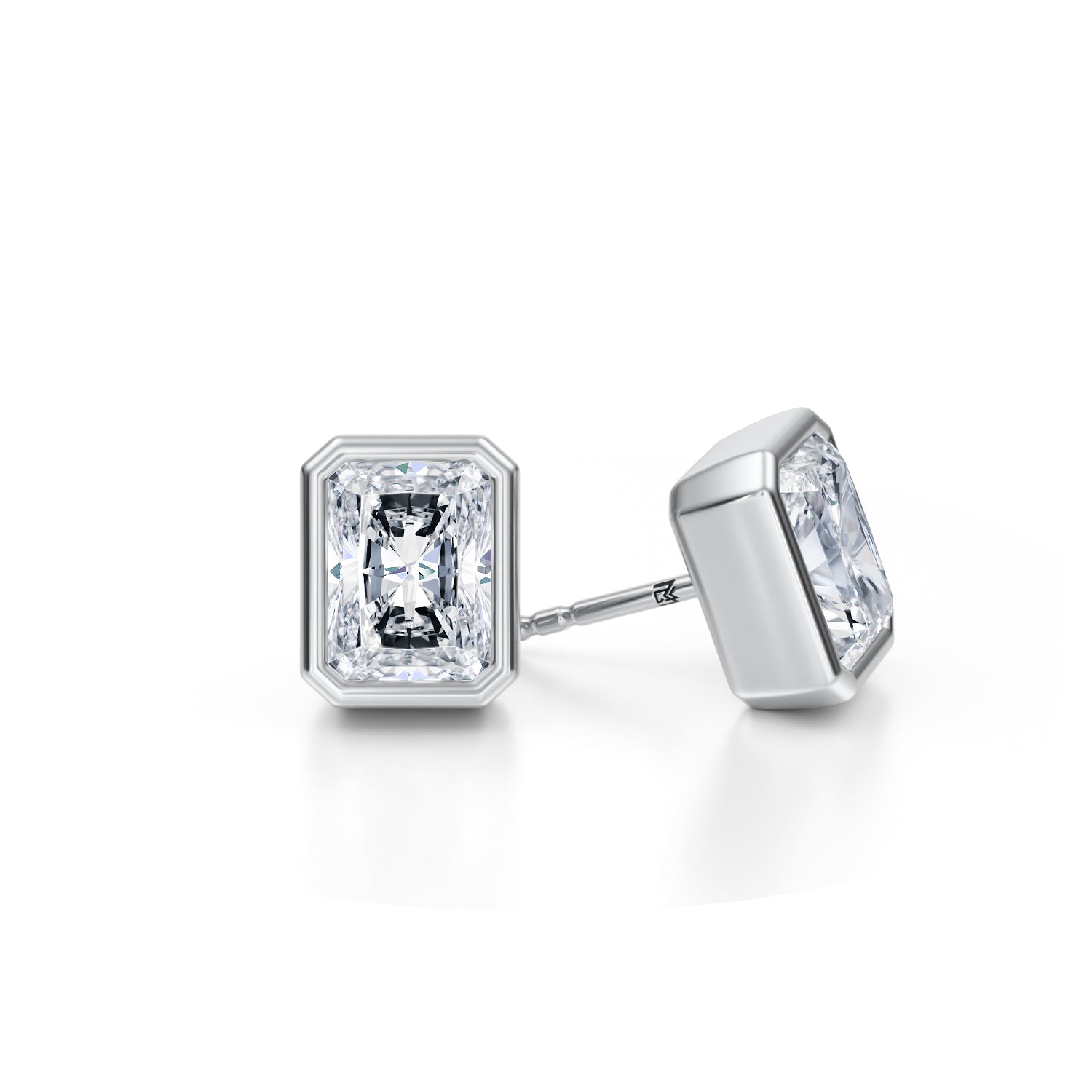 4 Carat Radiant Bezel Stud Lab Grown Diamond Earrings - Michael Gabriels