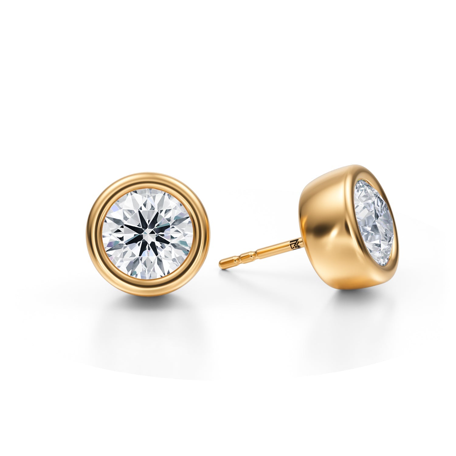 4 Carat Round Bezel Stud Lab Grown Diamond Earrings - Michael Gabriels