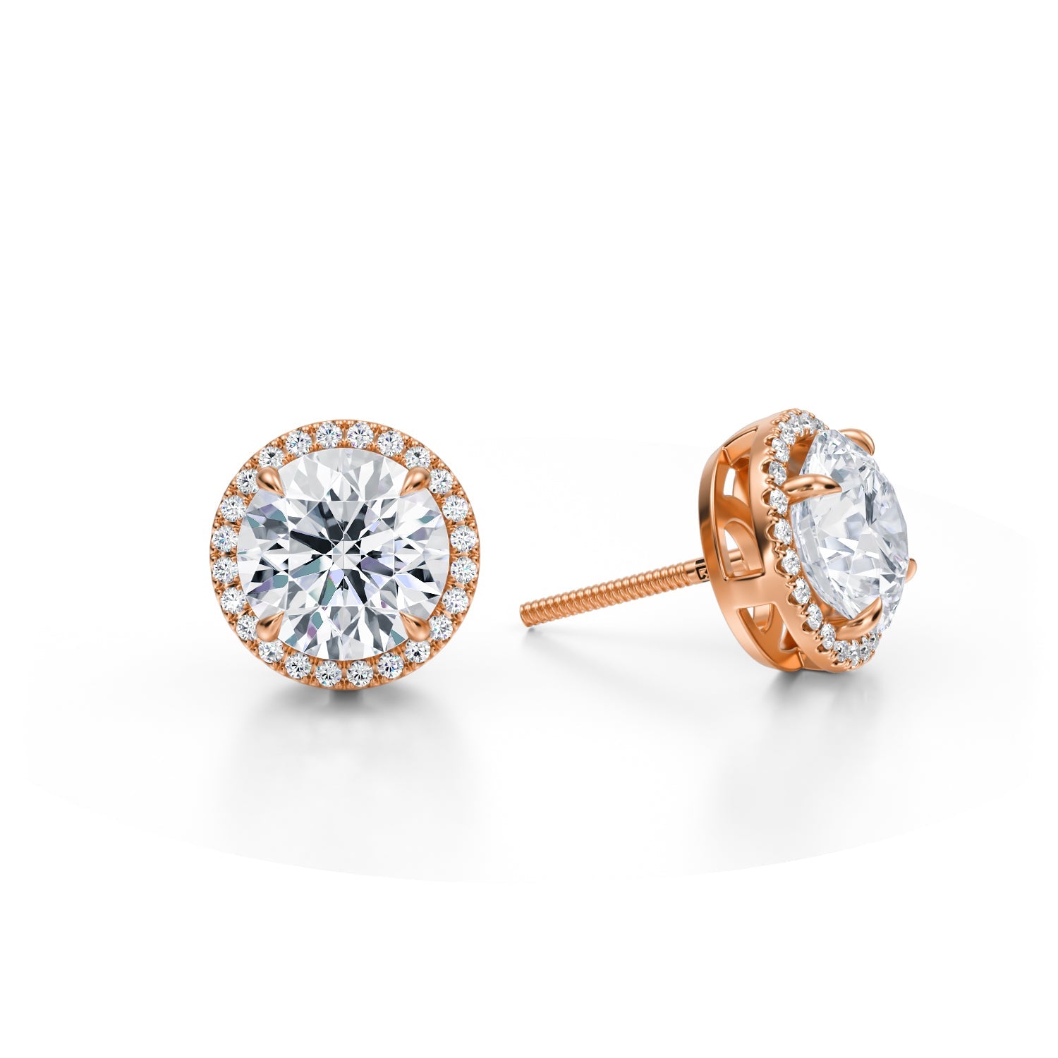 4 Carat Round Halo Stud Earrings - Michael Gabriels