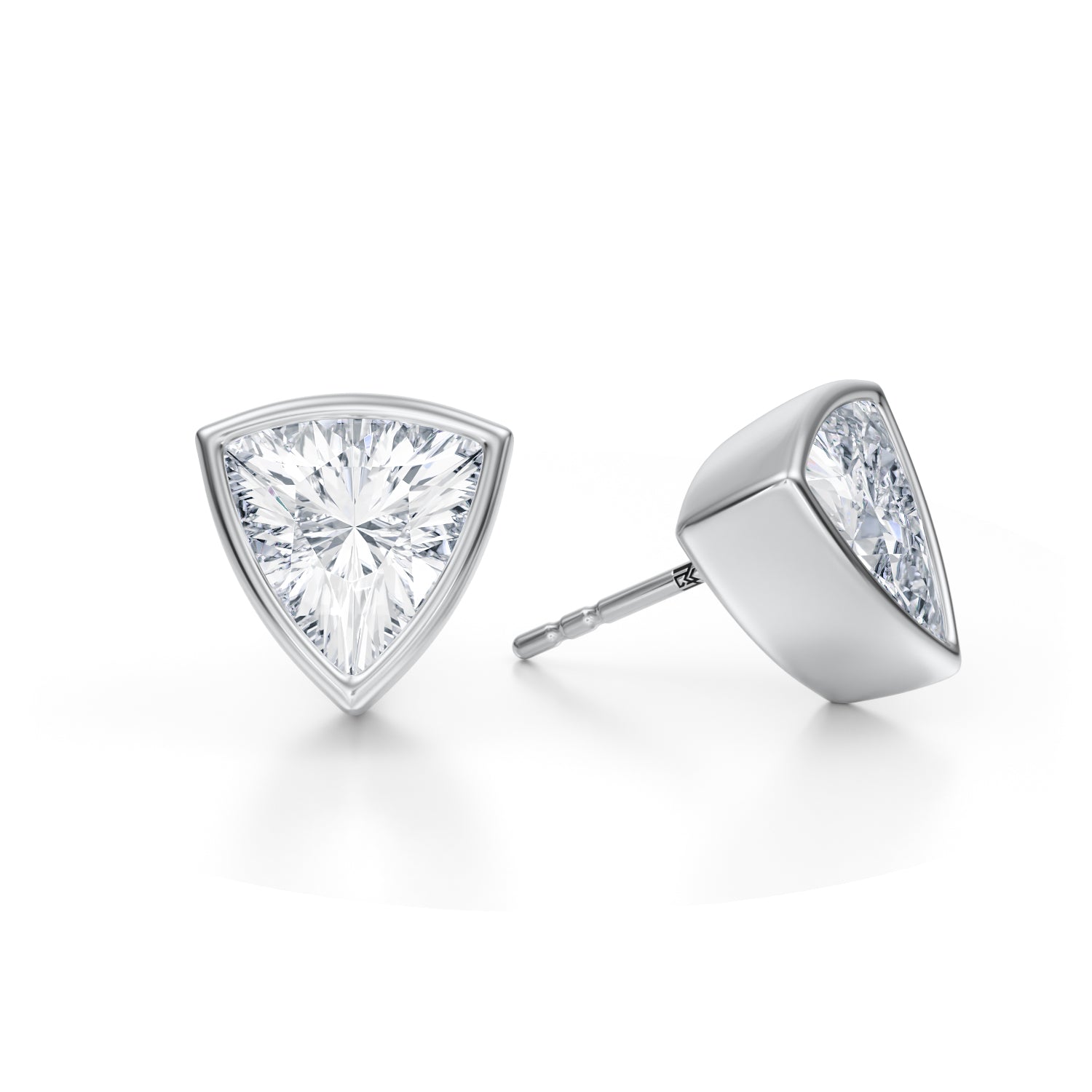 4 Carat Trillion Bezel Stud Lab Grown Diamond Earrings - Michael Gabriels