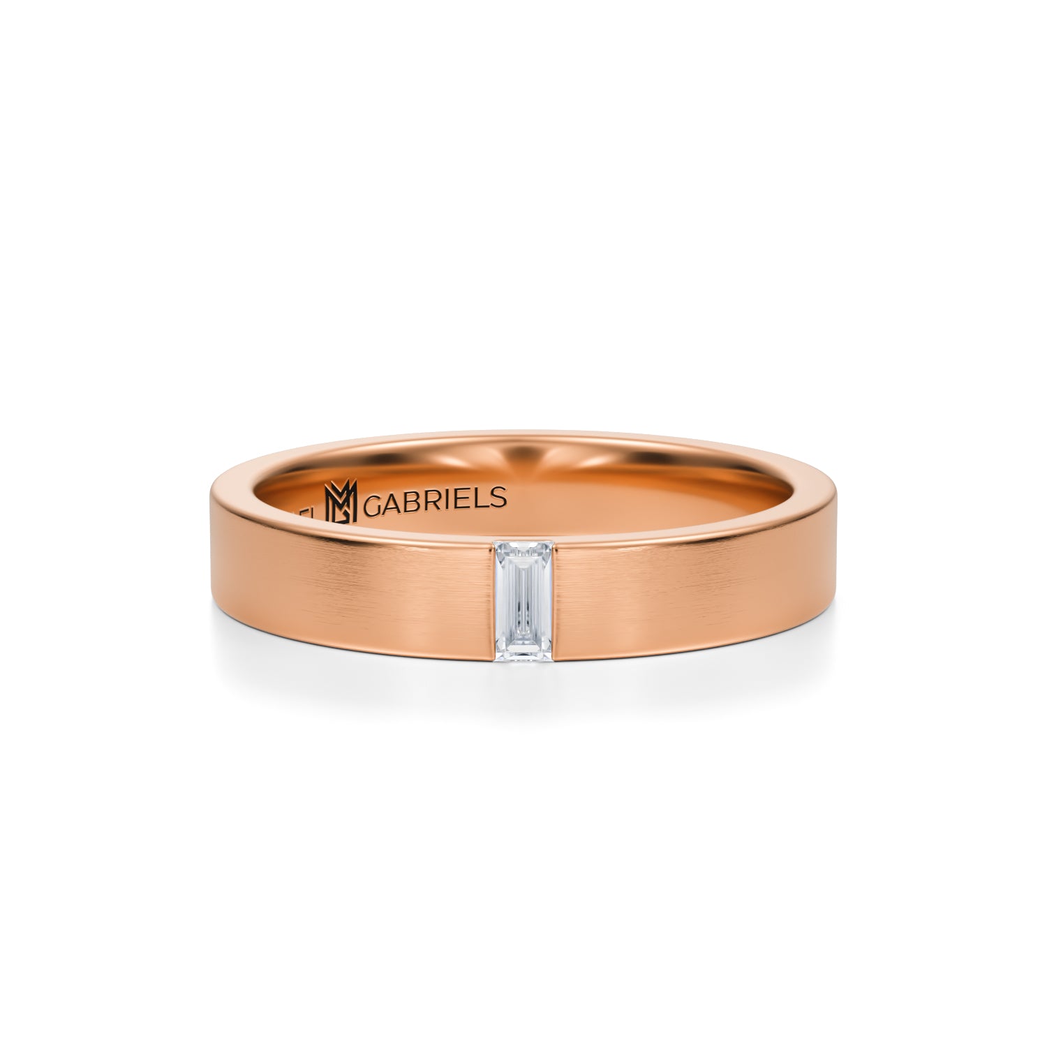 4mm Matte Brushed Band with Baguette Diamonds & Polished Sides - Michael Gabriels