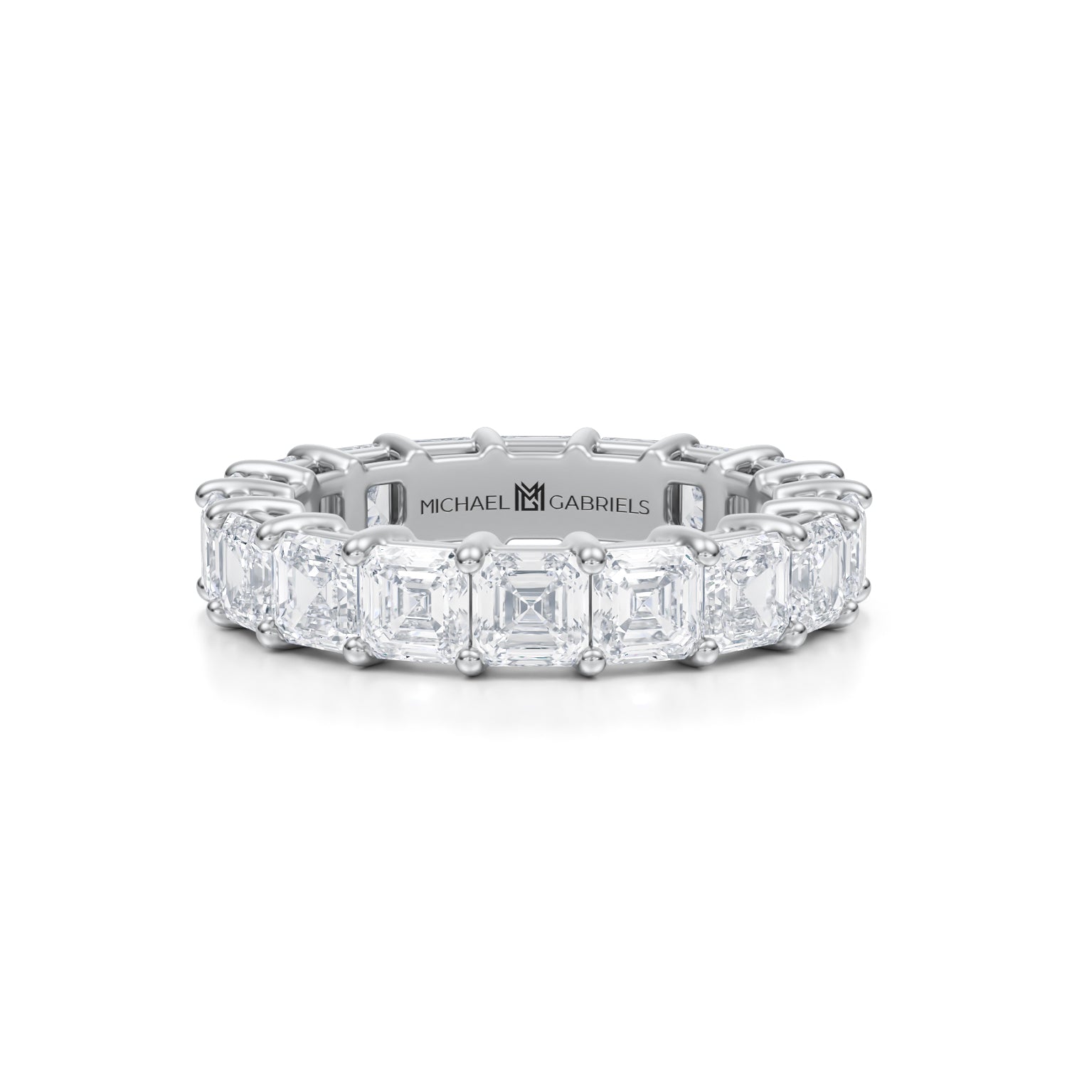 5 Carat Asscher Cut Lab Grown Diamond Basket Eternity Band - Michael Gabriels