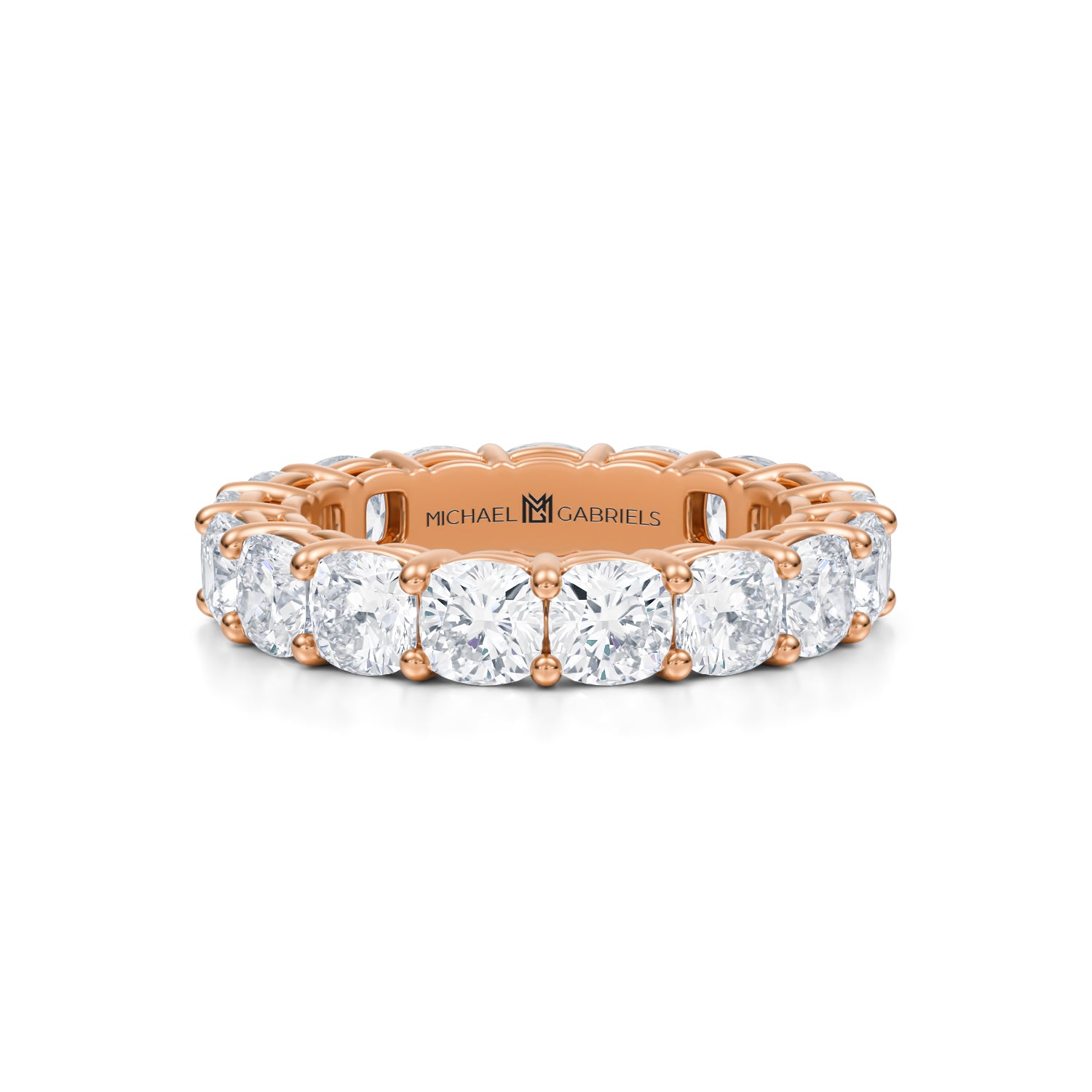 5 Carat Cushion Lab Grown Diamond Basket Eternity Band - Michael Gabriels
