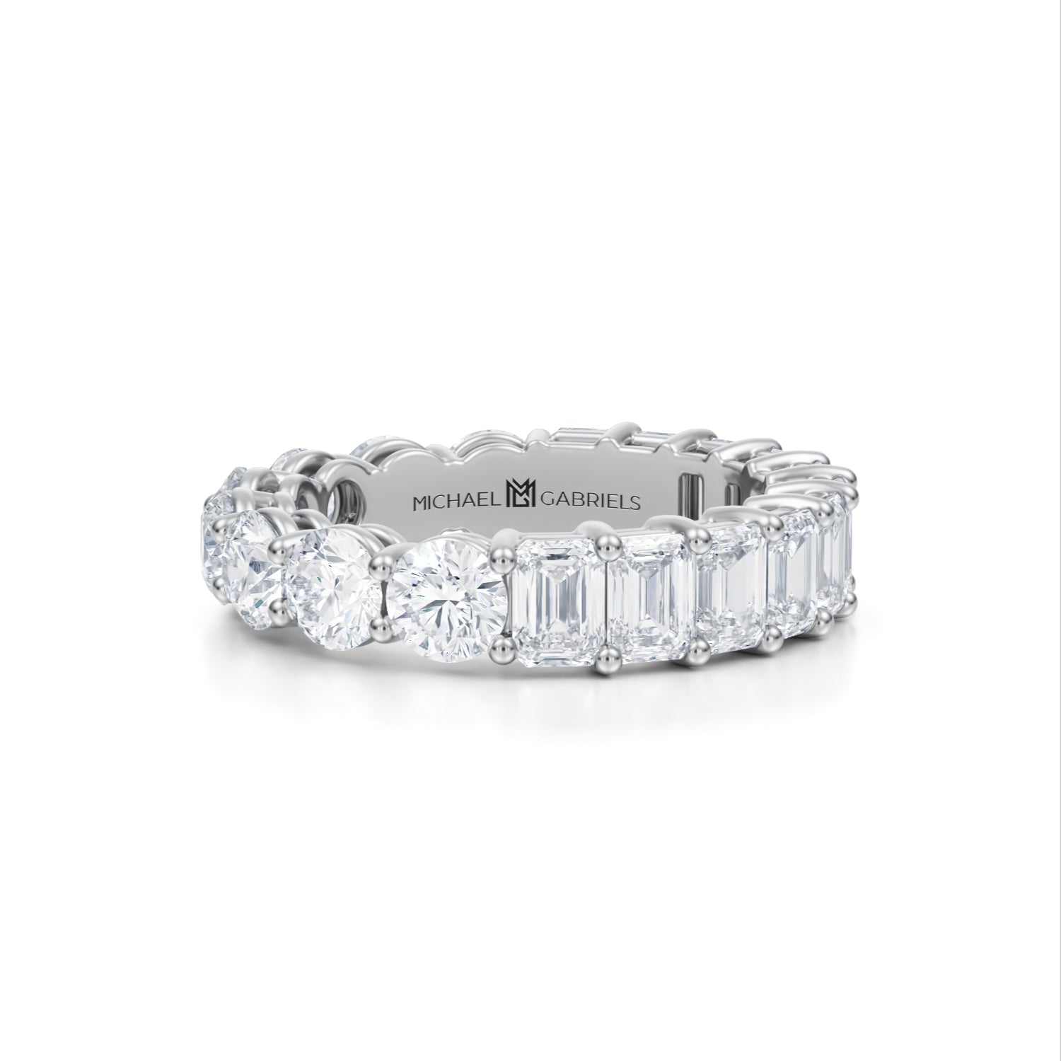 5 Carat Emerald And Round Eternity Ring - Michael Gabriels
