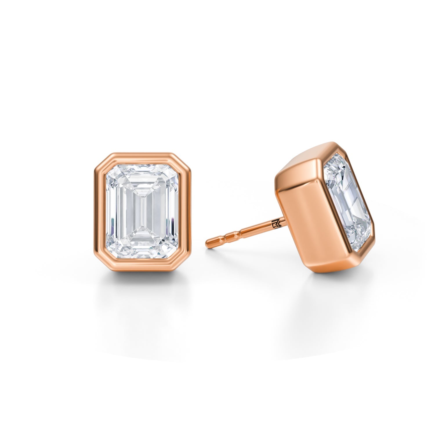 5 Carat Emerald Bezel Stud Lab Grown Diamond Earrings - Michael Gabriels