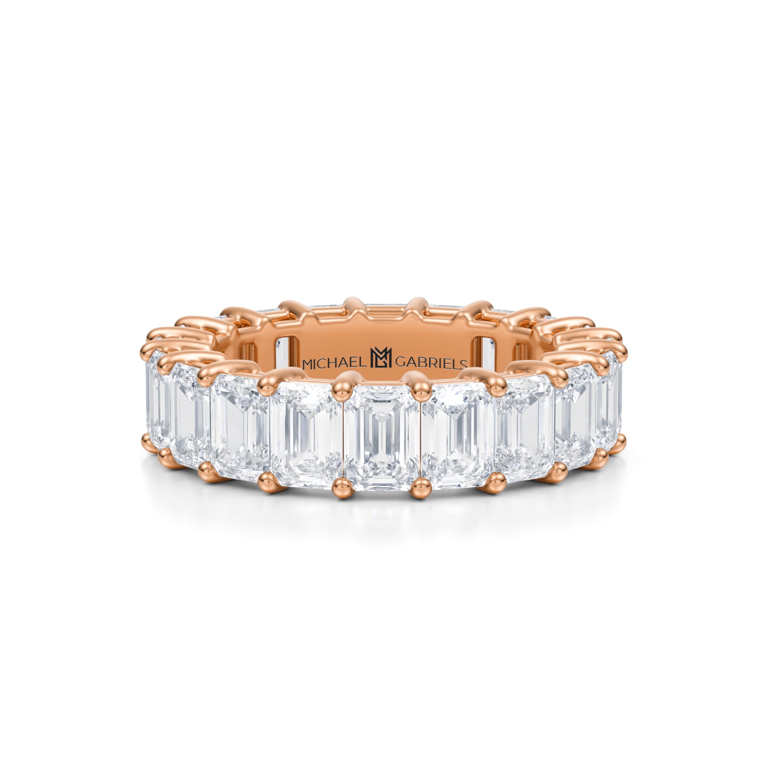 5 Carat Emerald Lab Grown Diamond Basket Eternity Band - Michael Gabriels