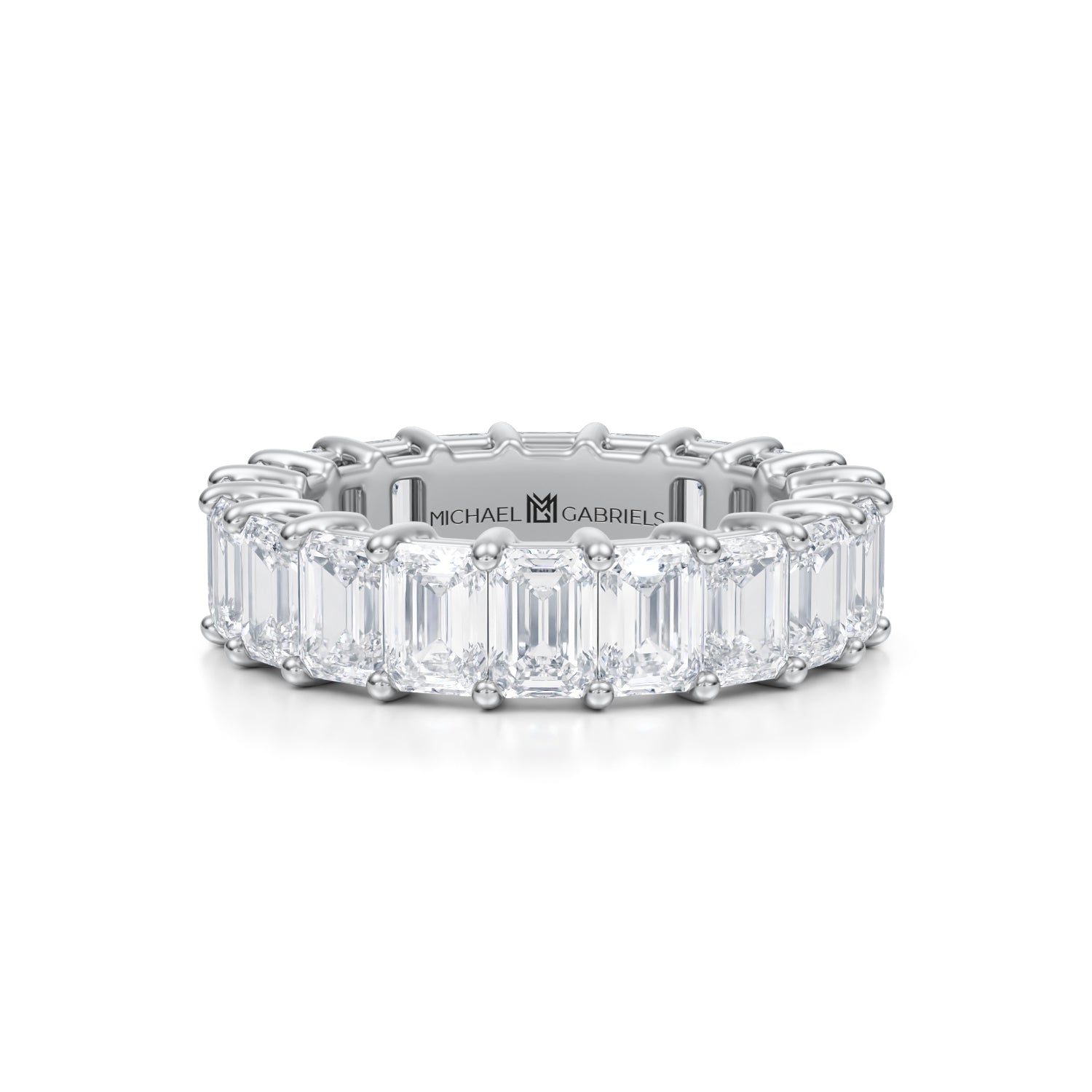 5 Carat Emerald Lab Grown Diamond Basket Eternity Band - Michael Gabriels