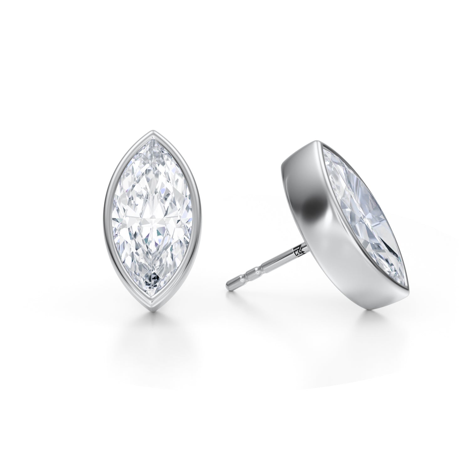 5 Carat Marquise Bezel Stud Lab Grown Diamond Earrings - Michael Gabriels