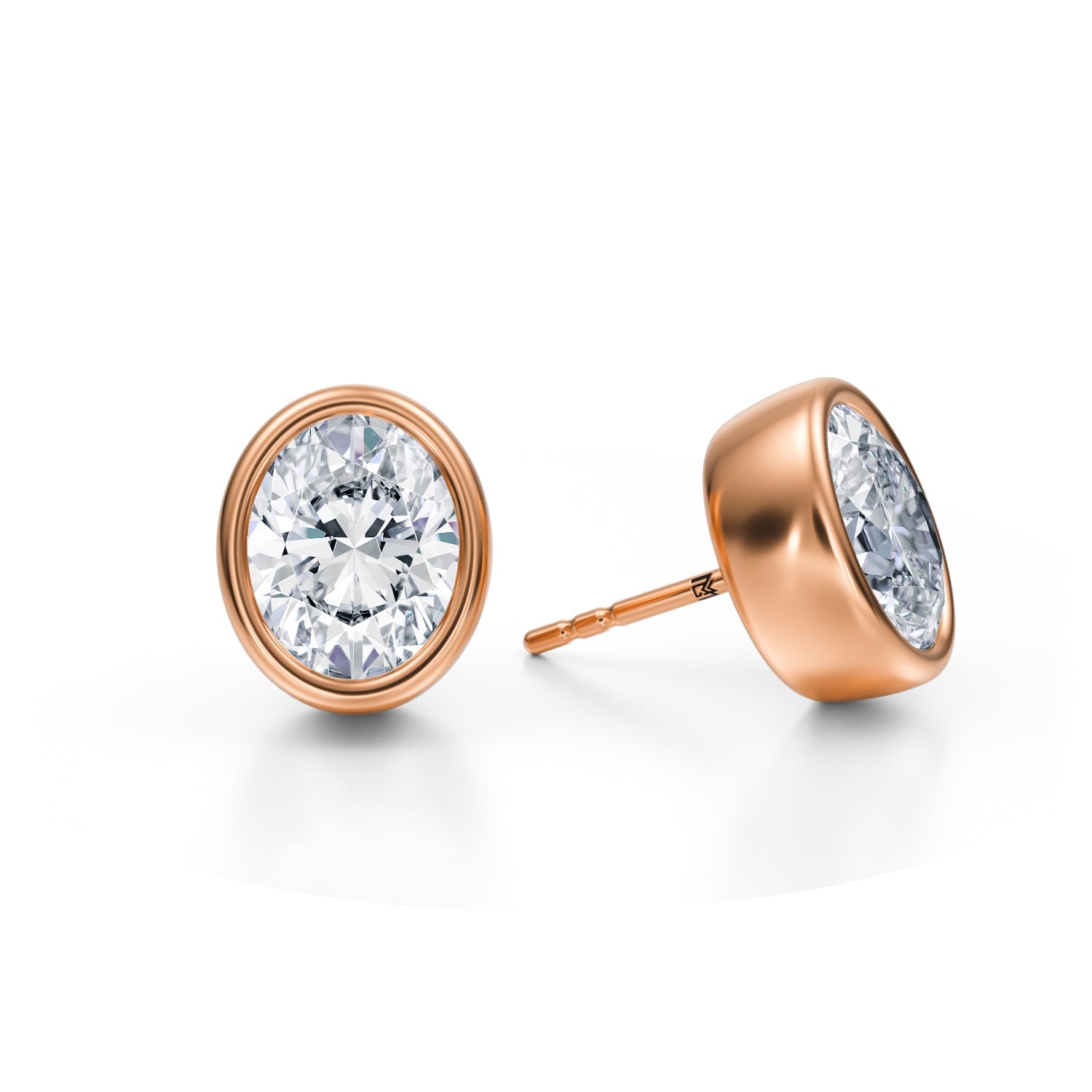 5 Carat Oval Bezel Stud Lab Grown Diamond Earrings - Michael Gabriels