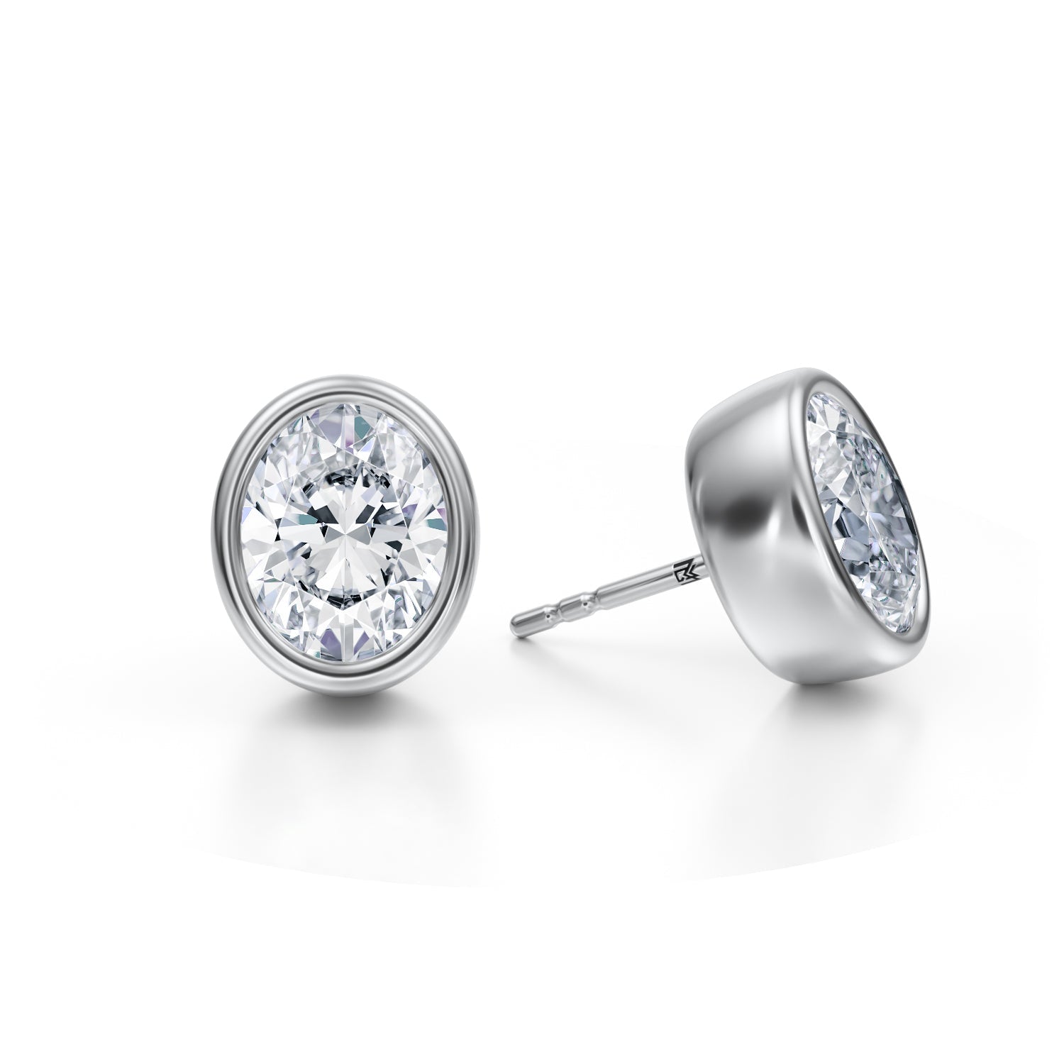 5 Carat Oval Bezel Stud Lab Grown Diamond Earrings - Michael Gabriels