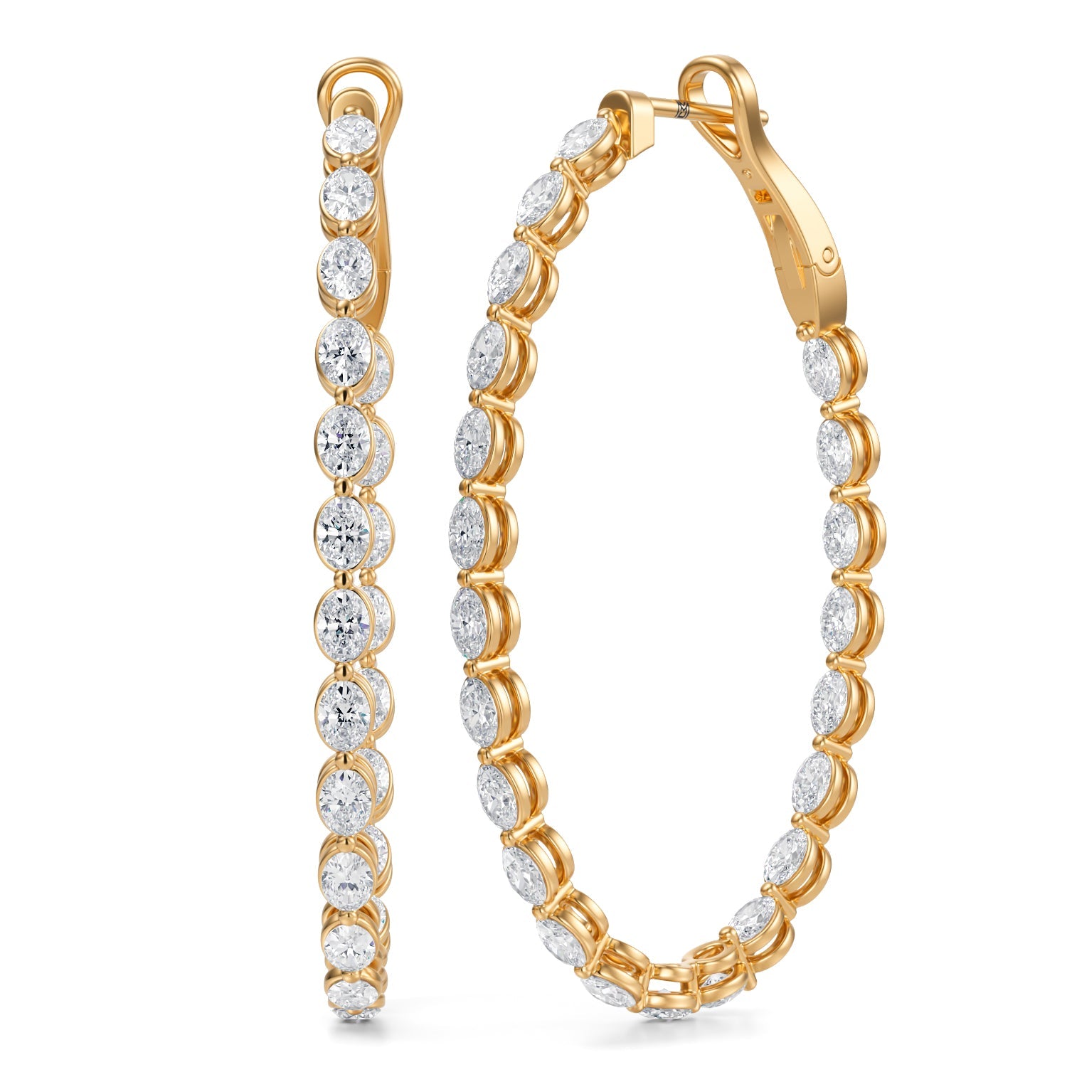 5 Carat Oval Inside Out Lab Grown Diamond Hoop Earrings - Michael Gabriels