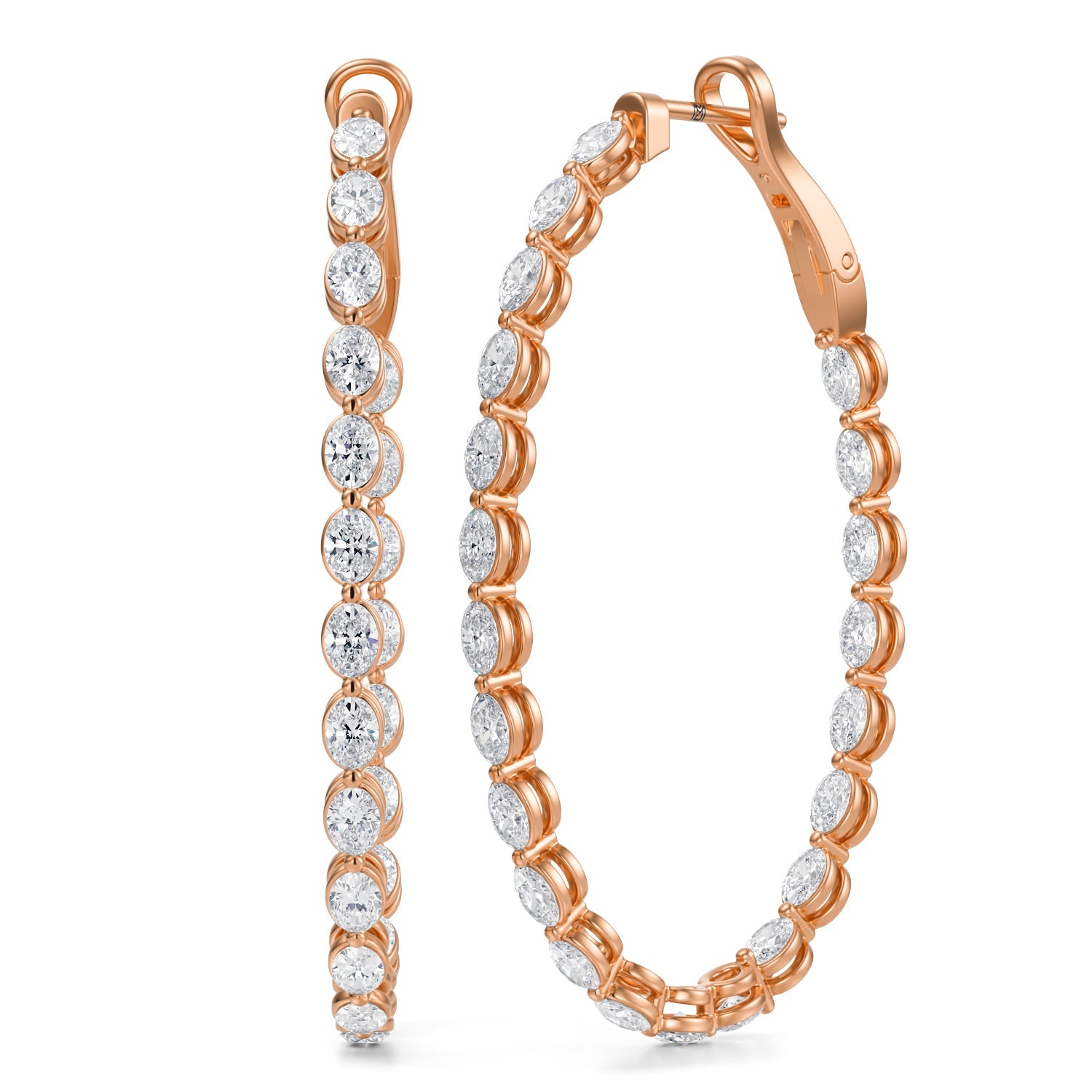 5 Carat Oval Inside Out Lab Grown Diamond Hoop Earrings - Michael Gabriels