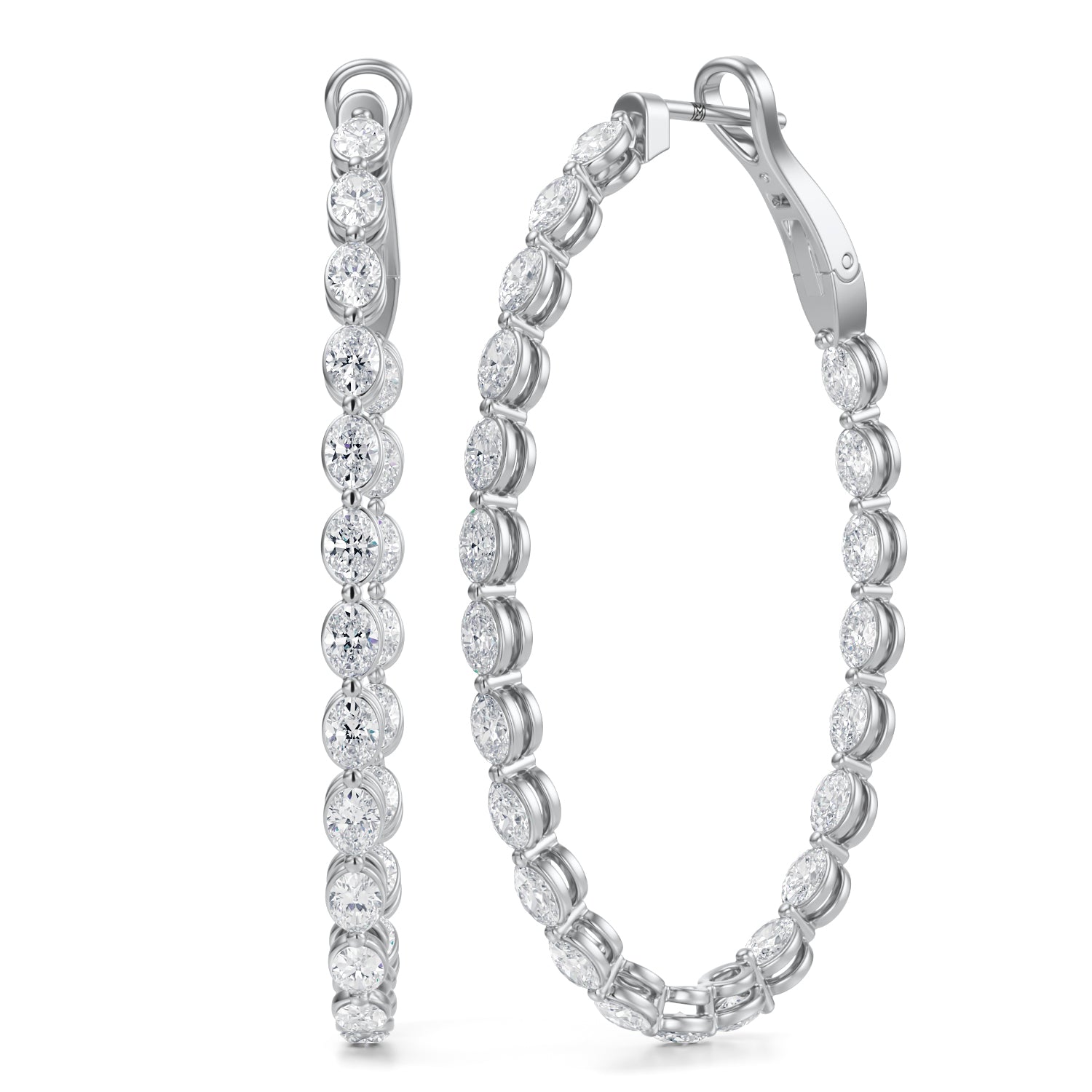 5 Carat Oval Inside Out Lab Grown Diamond Hoop Earrings - Michael Gabriels