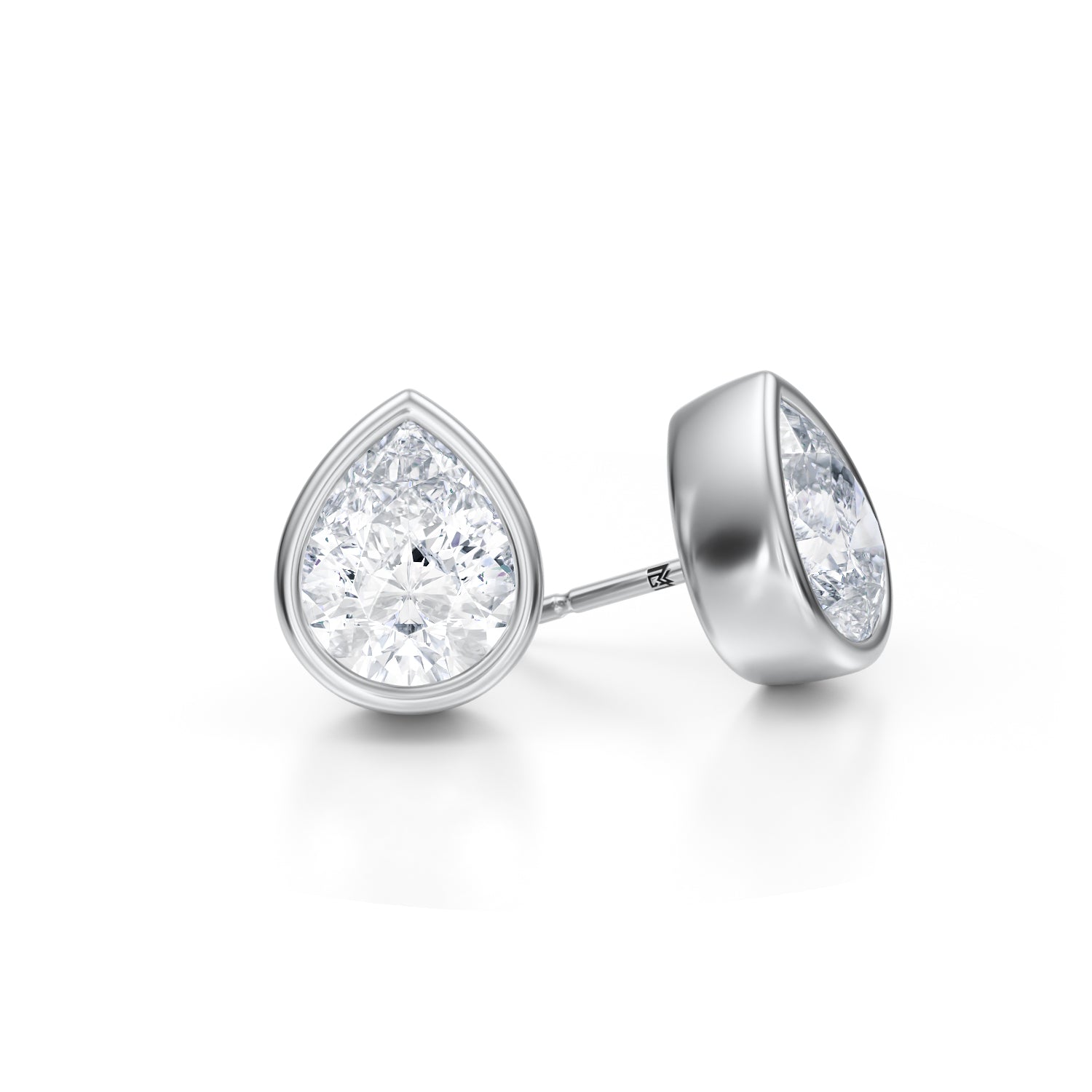 5 Carat Pear Bezel Stud Lab Grown Diamond Earrings - Michael Gabriels