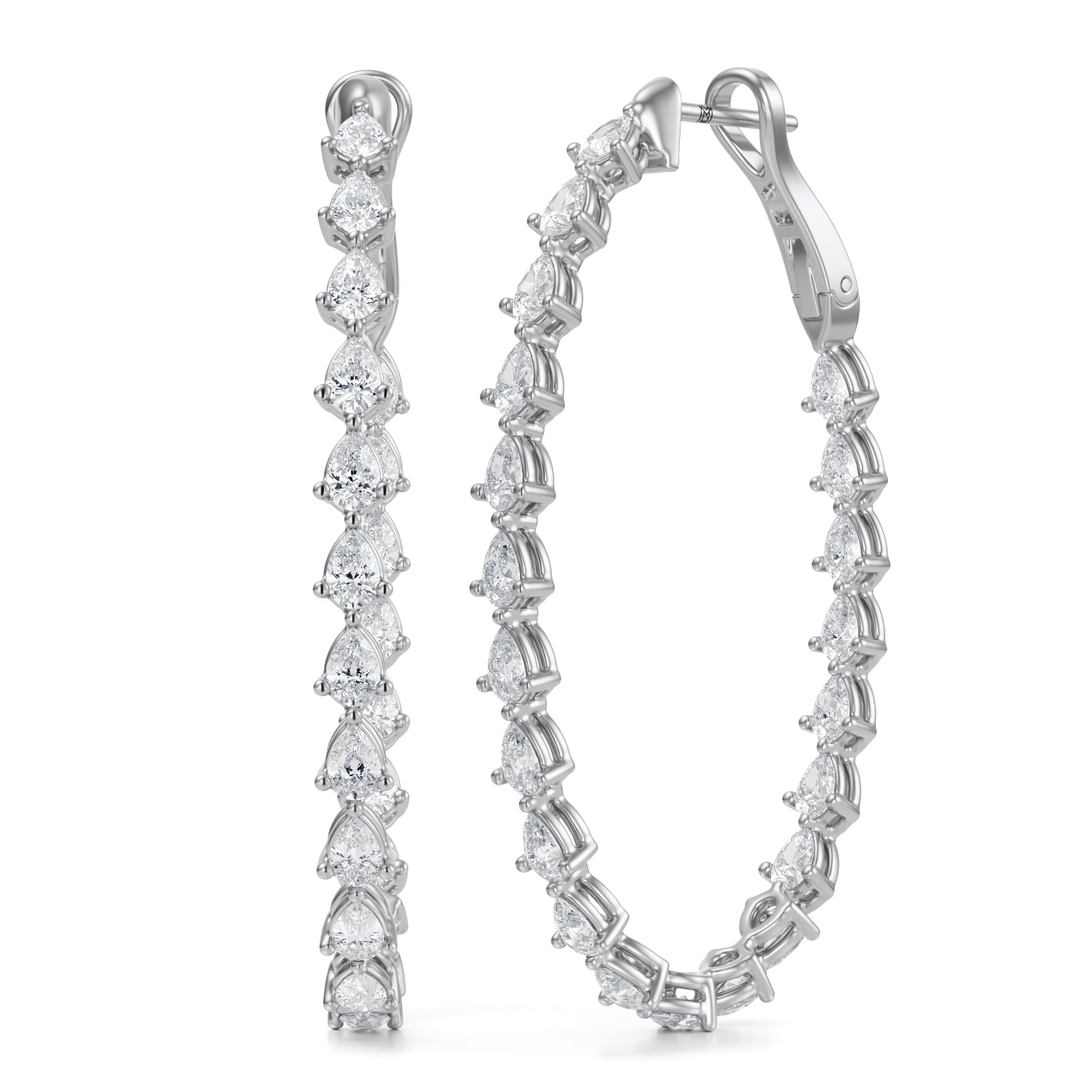 5 Carat Pear Inside Out Lab Grown Diamond Hoop Earrings - Michael Gabriels