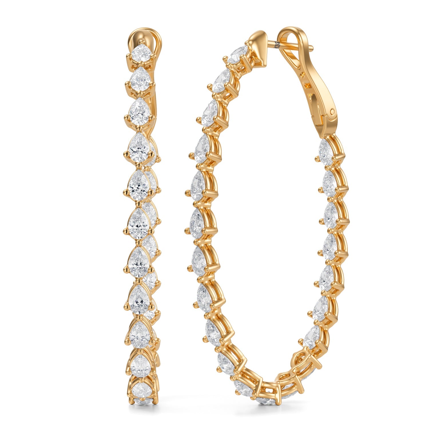 5 Carat Pear Inside Out Lab Grown Diamond Hoop Earrings - Michael Gabriels