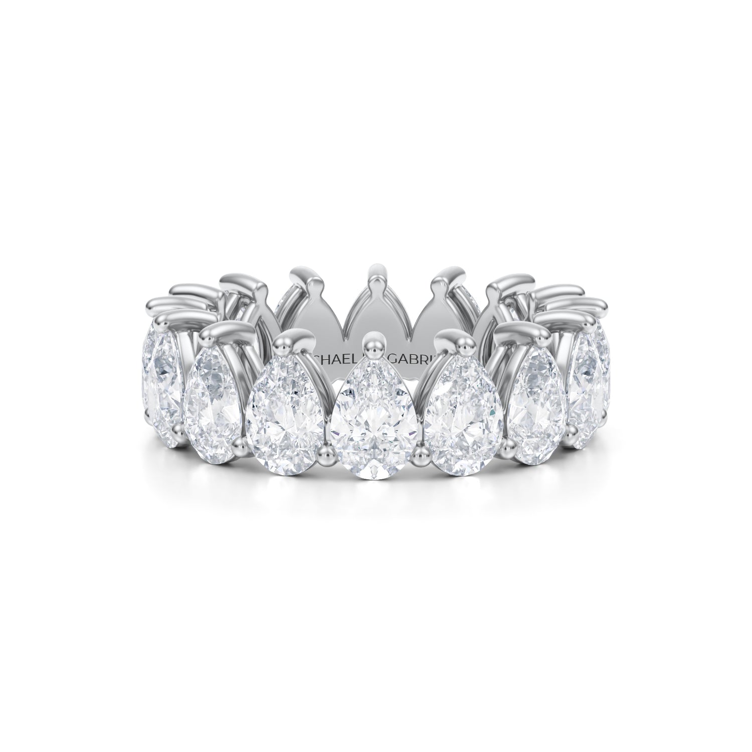 5 Carat Pear Lab Grown Diamond Basket Eternity Band - Michael Gabriels