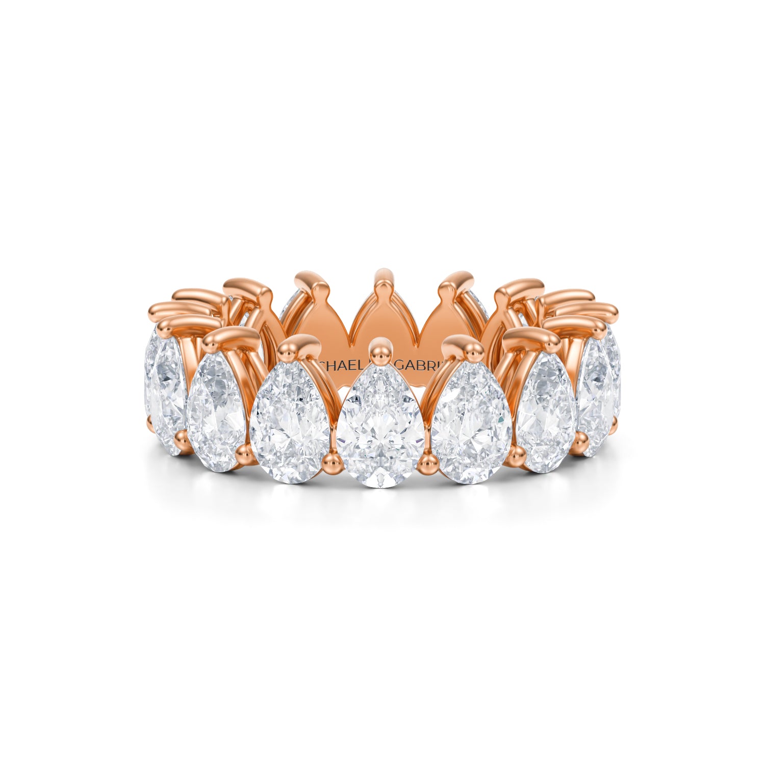 5 Carat Pear Lab Grown Diamond Basket Eternity Band - Michael Gabriels