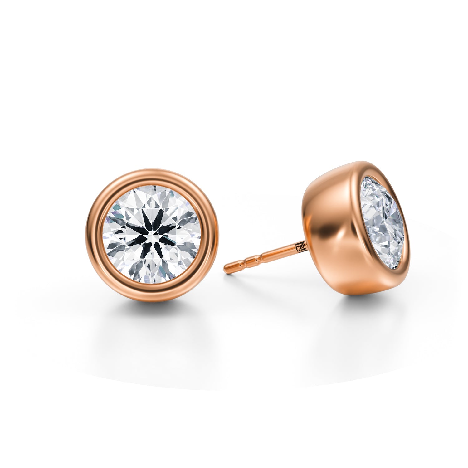 5 Carat Round Bezel Stud Lab Grown Diamond Earrings - Michael Gabriels