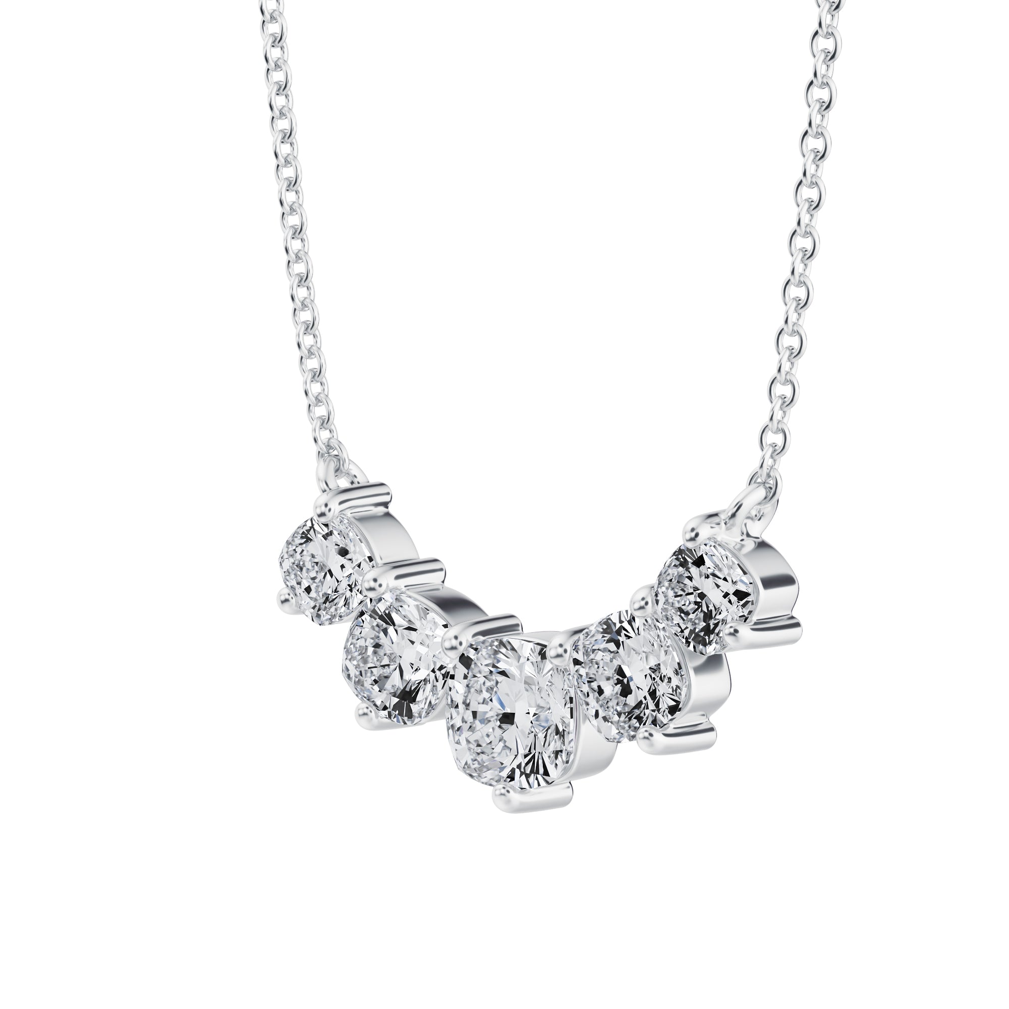 5 Graduated Cushion Lab Grown Diamond Necklace - 1.5 Carat - Michael Gabriels