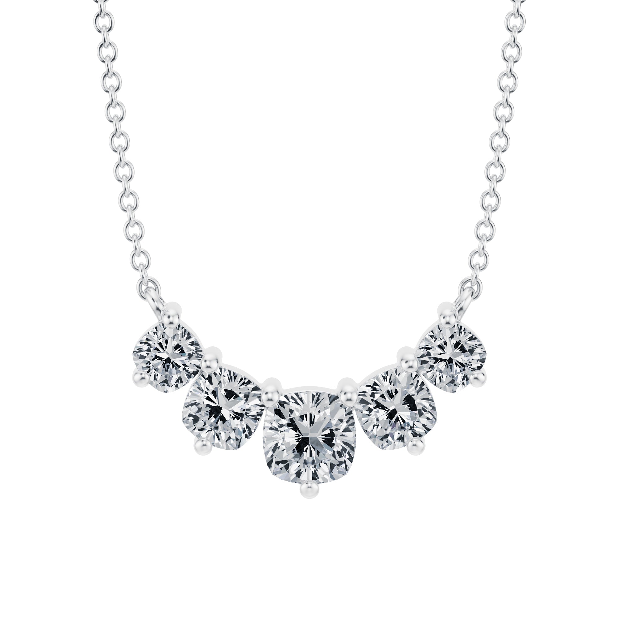 5 Graduated Cushion Lab Grown Diamond Necklace - 1.5 Carat - Michael Gabriels