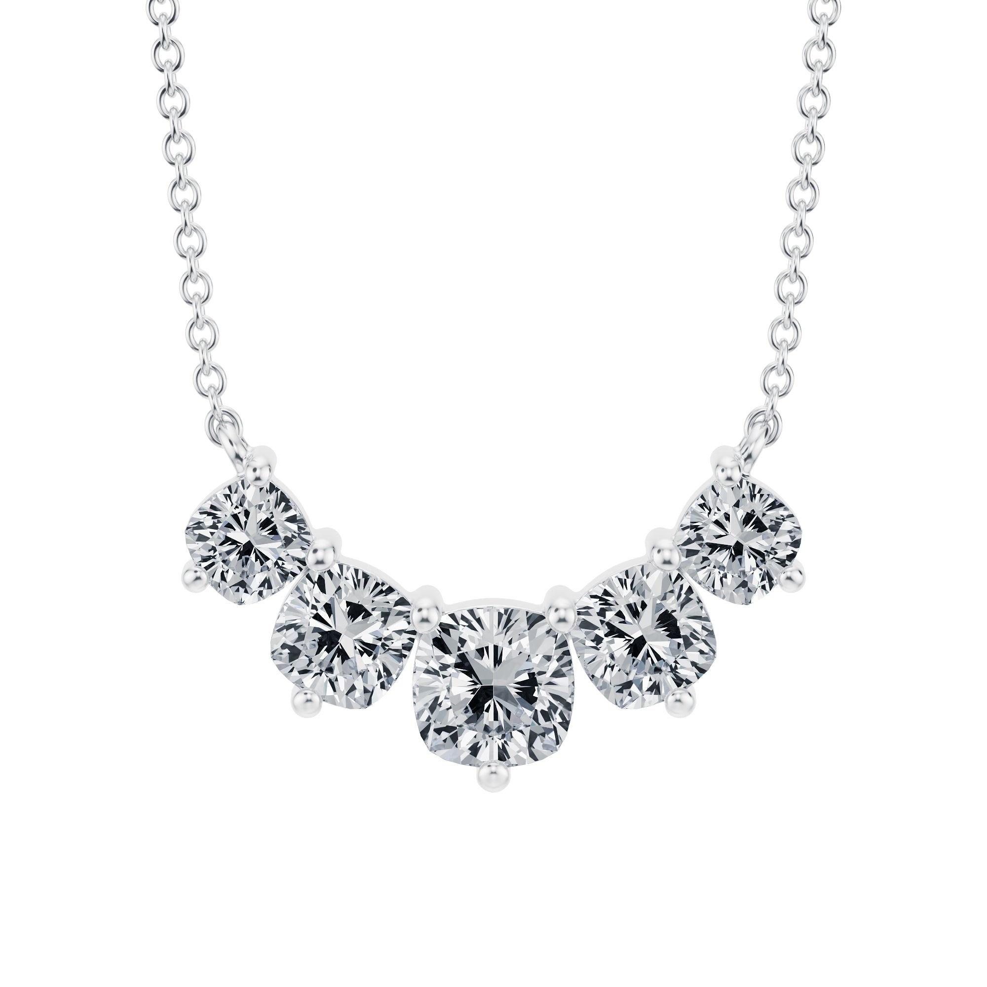 5 Graduated Cushion Lab Grown Diamond Necklace - 2 Carat - Michael Gabriels