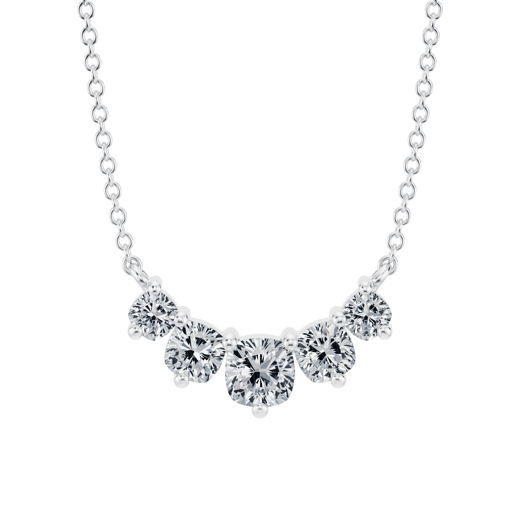 5 Graduated Cushion Lab Grown Diamond Necklace - Michael Gabriels
