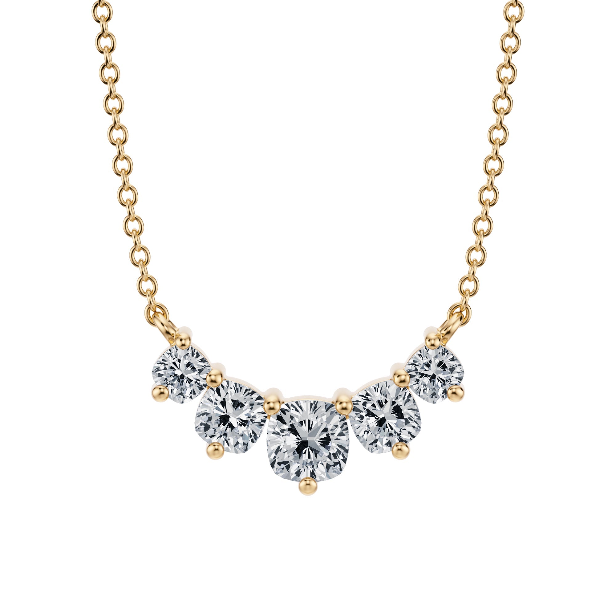 5 Graduated Cushion Lab Grown Diamond Necklace - Michael Gabriels