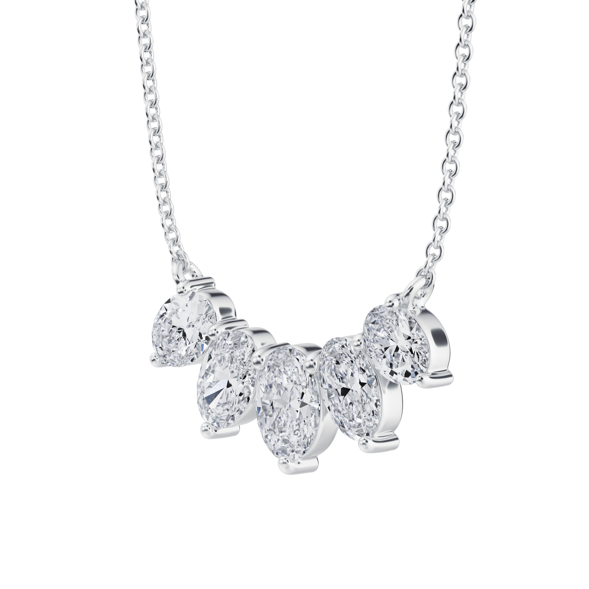 5 Graduated Oval Lab Grown Diamond Necklace - 1.5 Carat - Michael Gabriels
