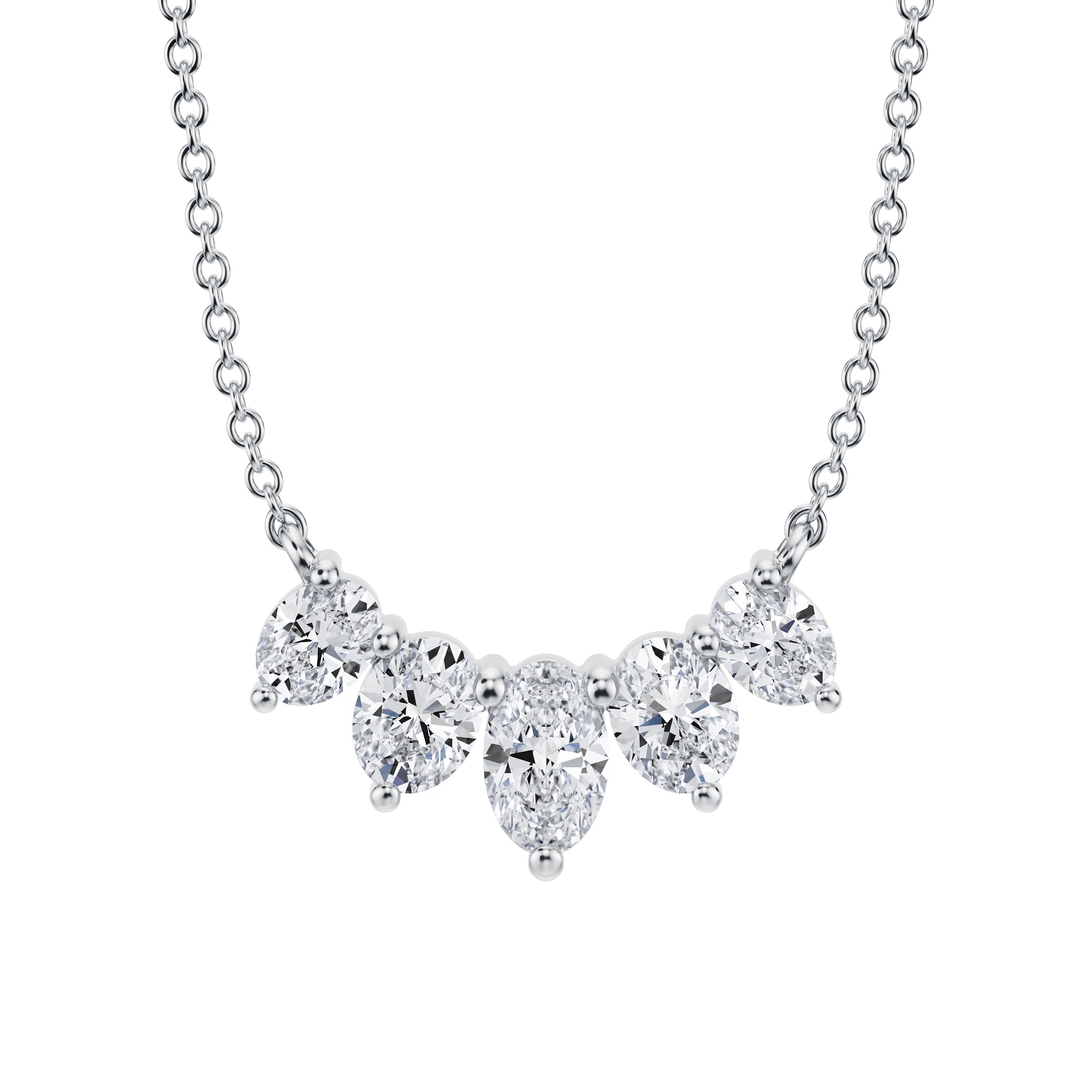 5 Graduated Oval Lab Grown Diamond Necklace - Michael Gabriels