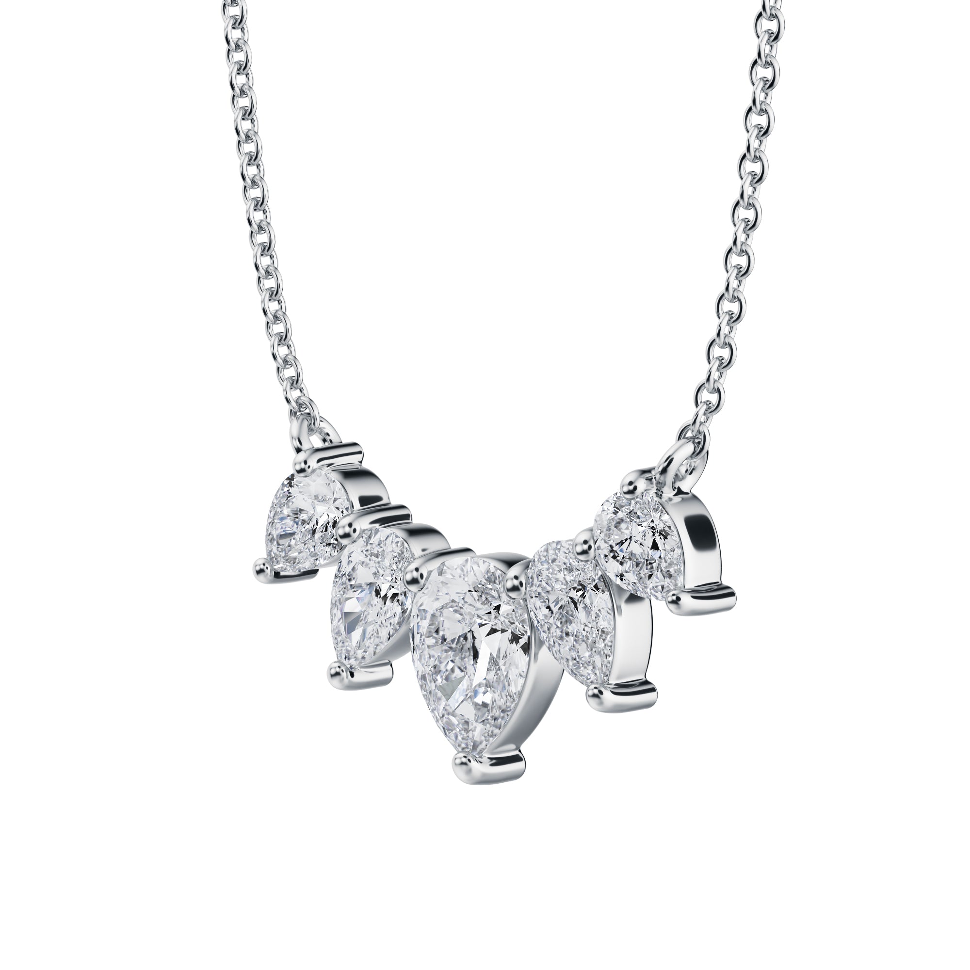 5 Graduated Pear Lab Grown Diamond Necklace - 1.5 Carat - Michael Gabriels