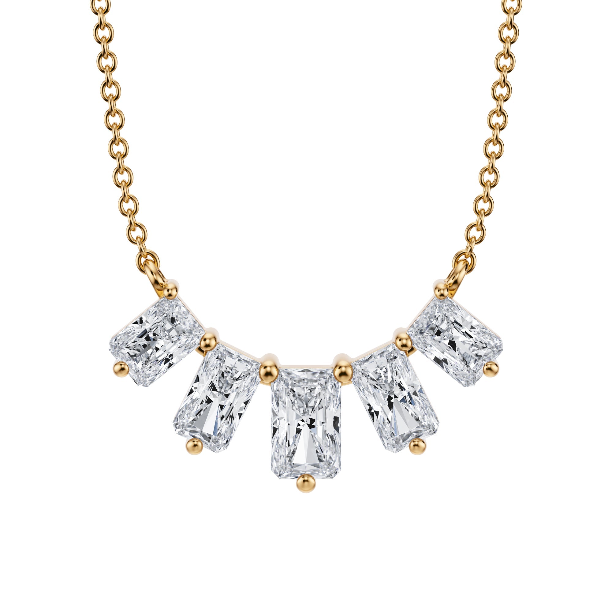 5 Graduated Radiant Lab Grown Diamond Necklace 1.5 Carat - Michael Gabriels