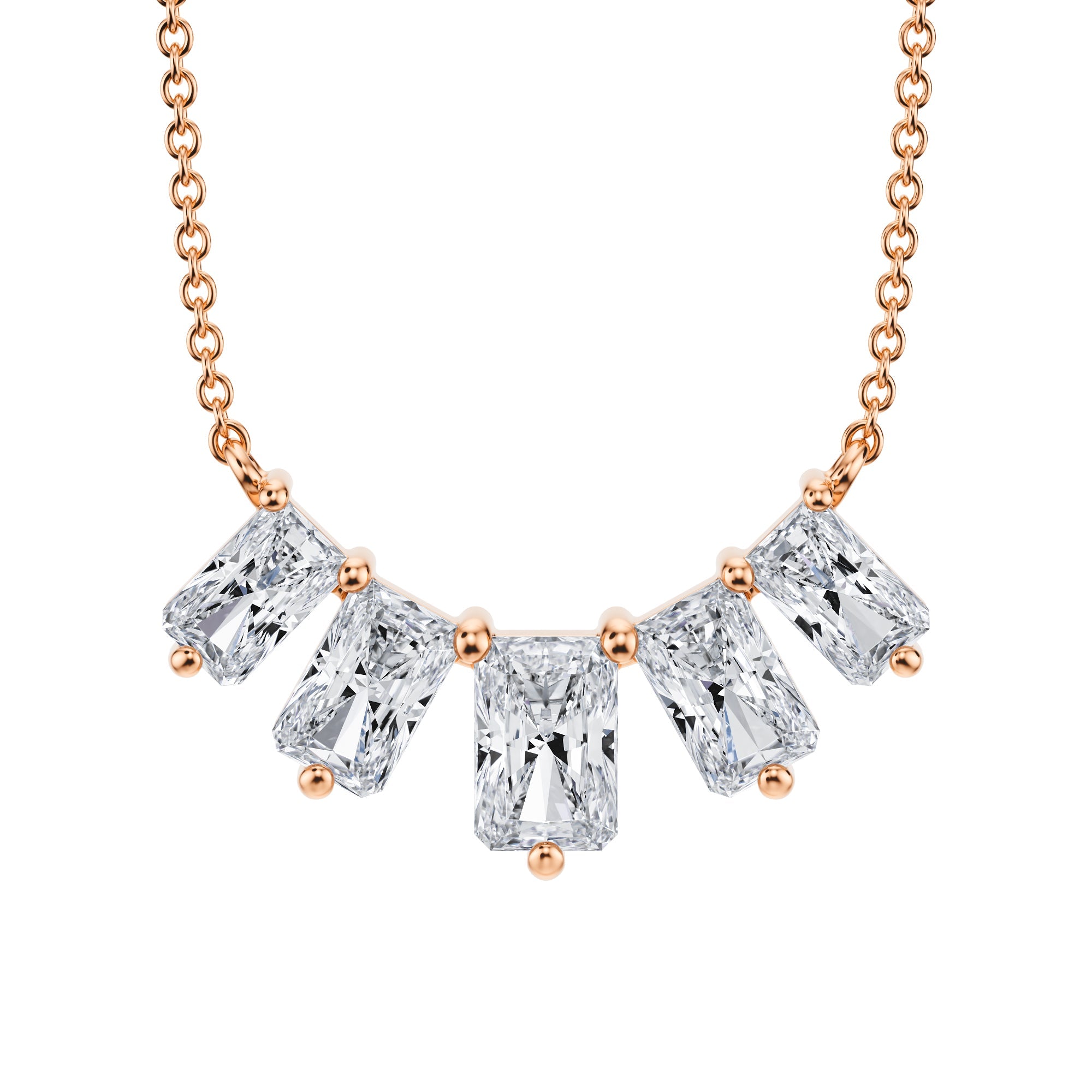 5 Graduated Radiant Lab Grown Diamond Necklace - 2 Carat - Michael Gabriels